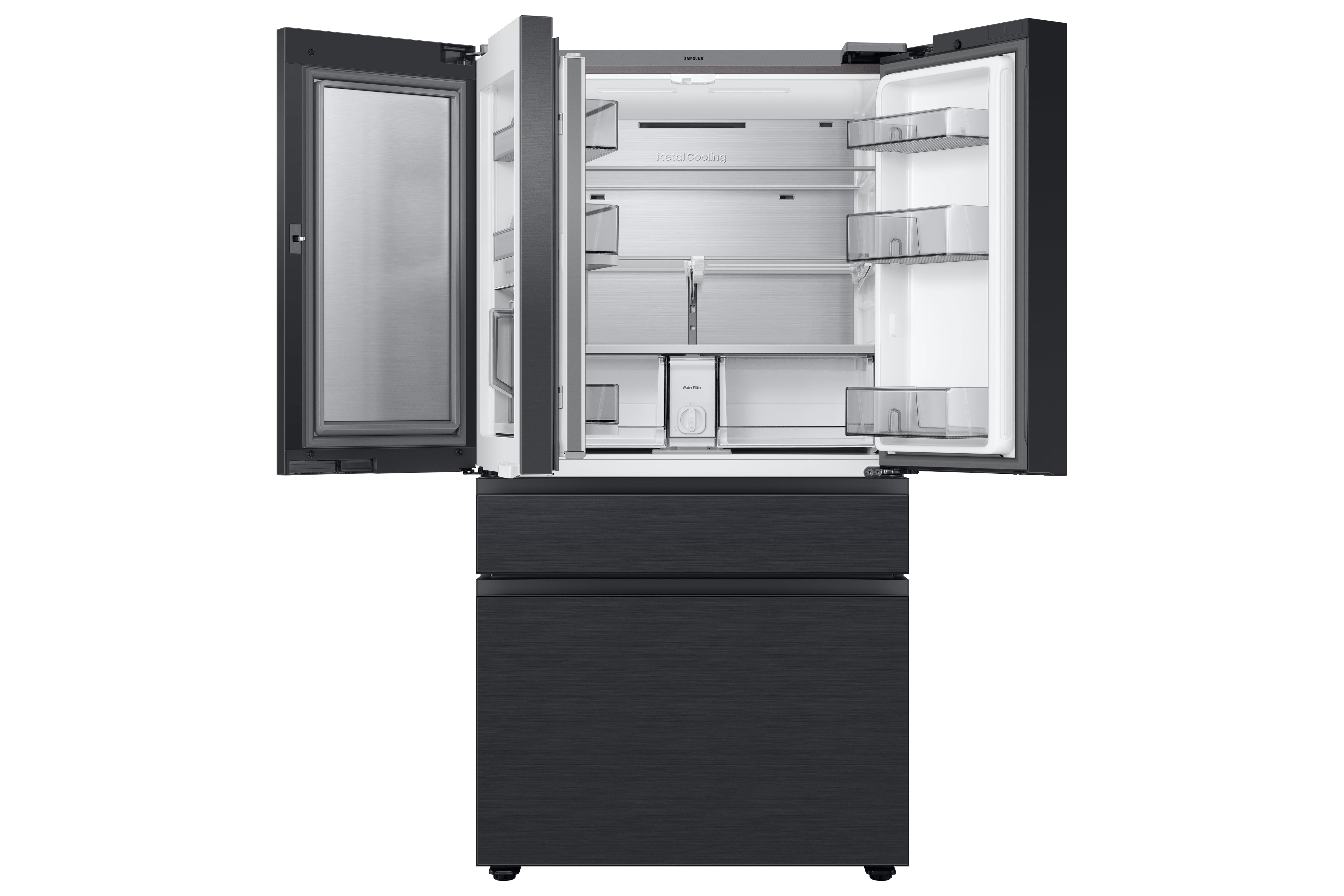Samsung - Bespoke 35.75 Inch 28.6 cu. ft French Door Refrigerator in Black Stainless - RF29BB89008MAC