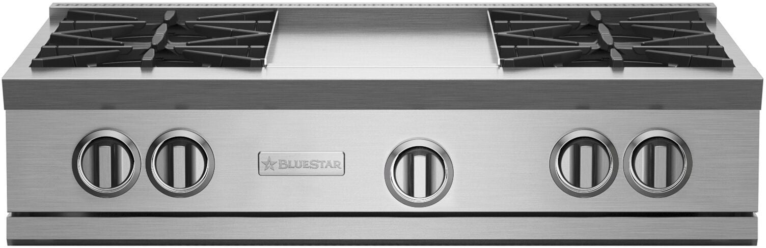 BlueStar - 35.875 inch wide Gas Cooktop in Stainless - RGTNB364GV2LPLT