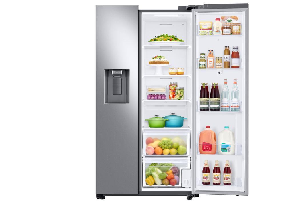 Samsung - 35.8 Inch 21.5 cu. ft Side by Side Refrigerator in Stainless - RS22T5561SR