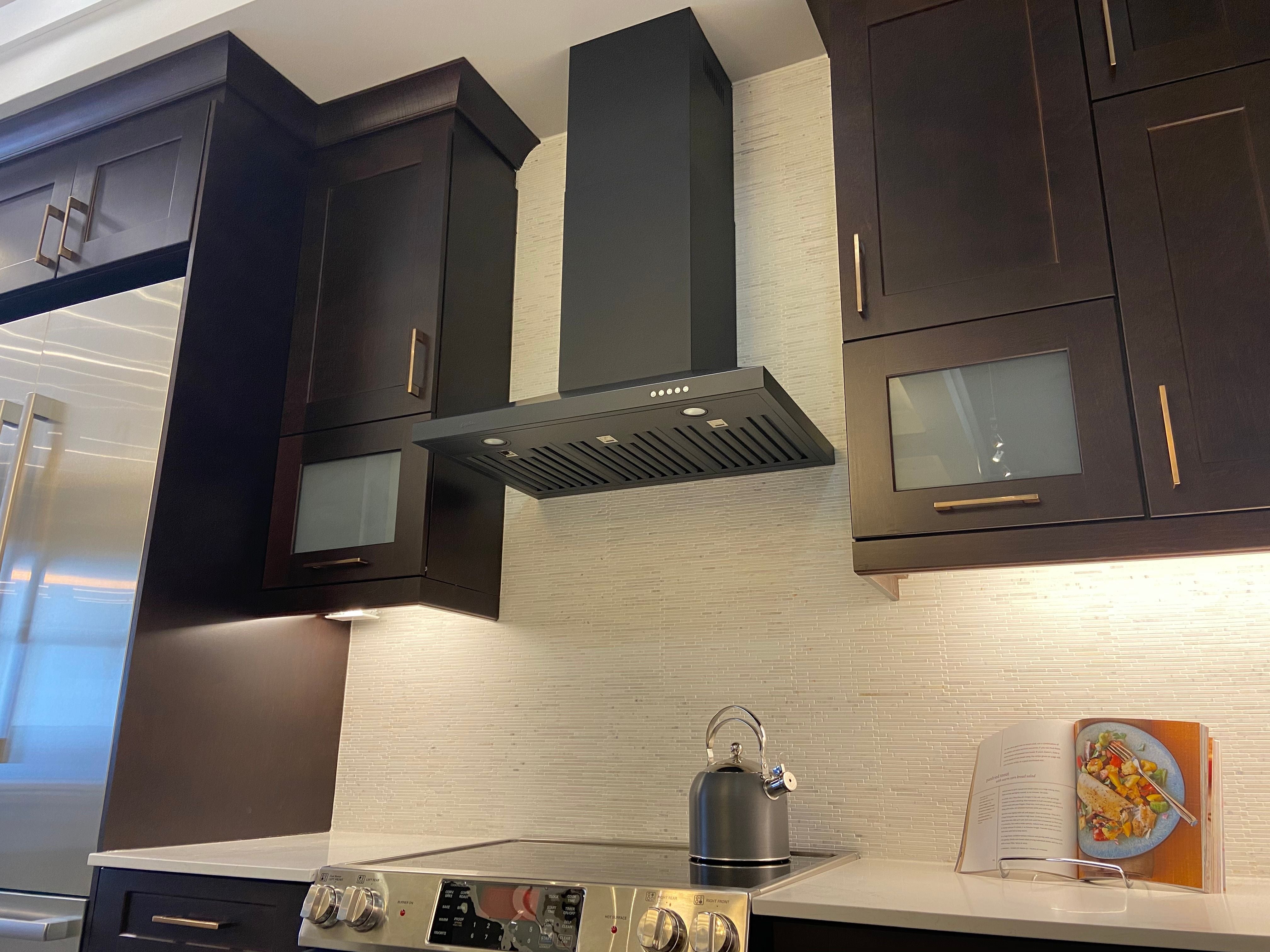 Cyclone - 35.75 Inch 550 CFM Wall Mount and Chimney Range Vent in Black - SCB51636MB