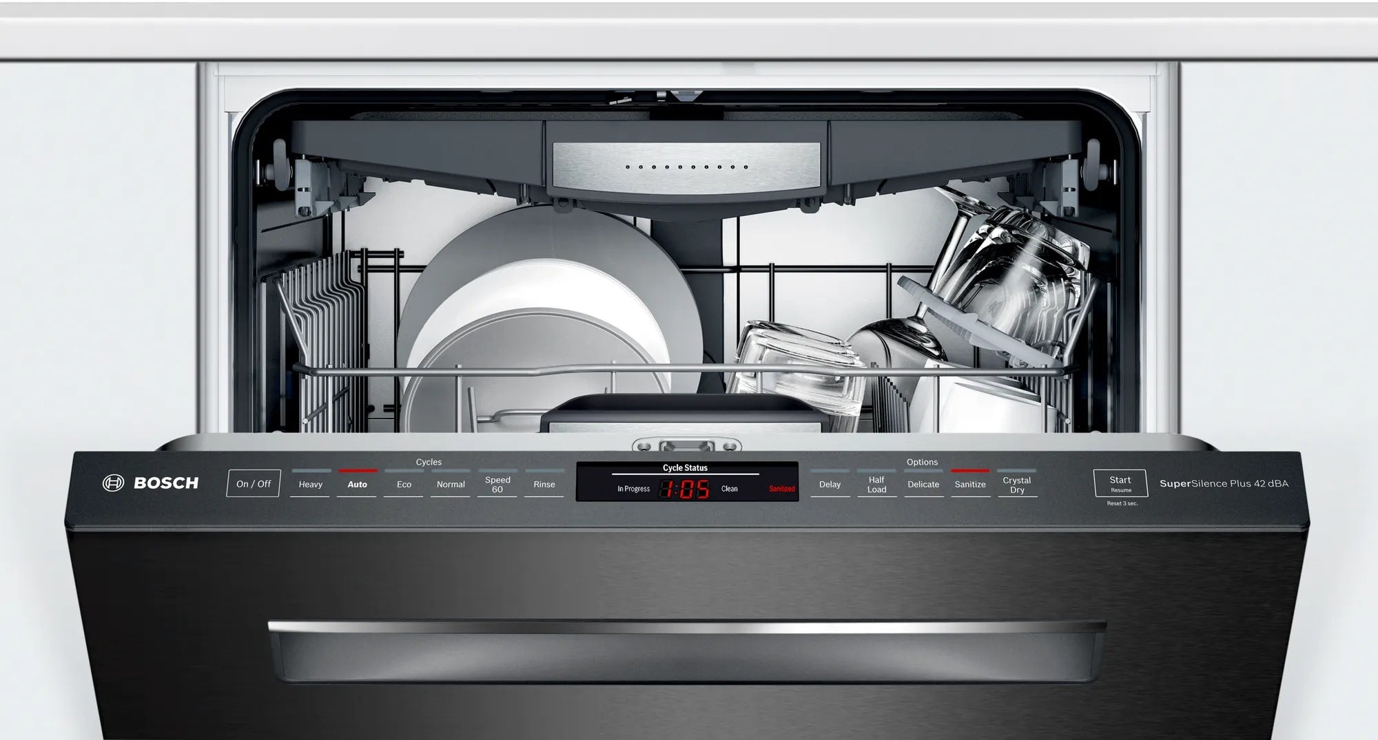 Bosch - 42 dBA Built In Dishwasher in Black Stainless - SHPM78Z54N