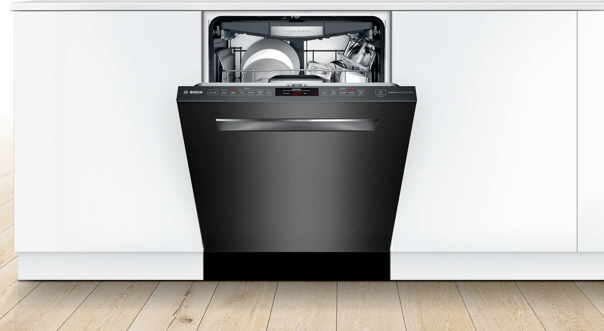 Bosch - 42 dBA Built In Dishwasher in Black Stainless - SHPM78Z54N