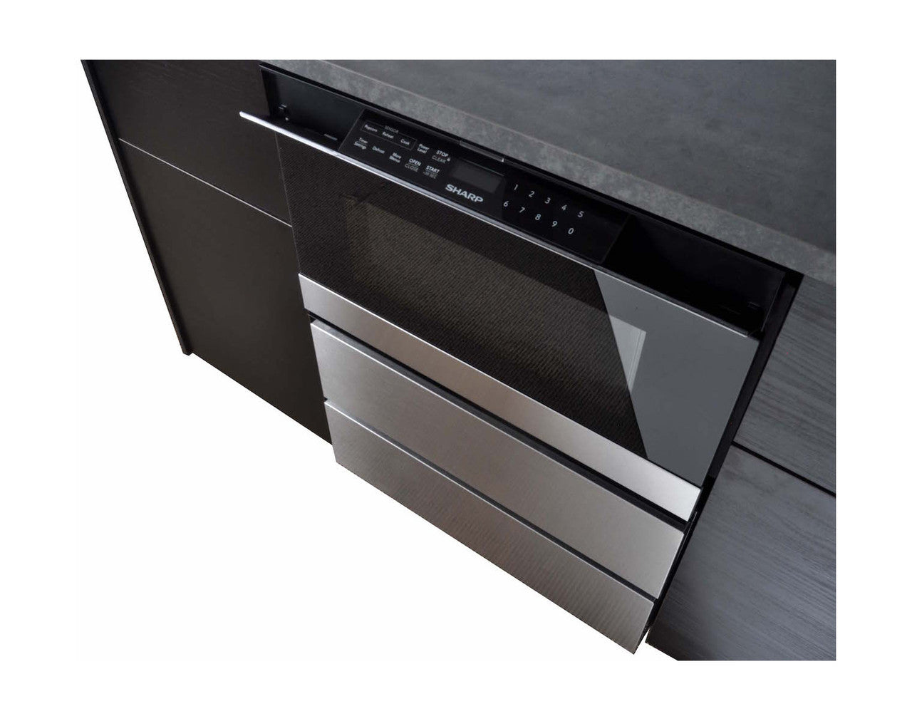 Sharp - 24 Inch Under the Counter Microwave Drawer Oven Pedestal in Stainless - SKMD24U0ES