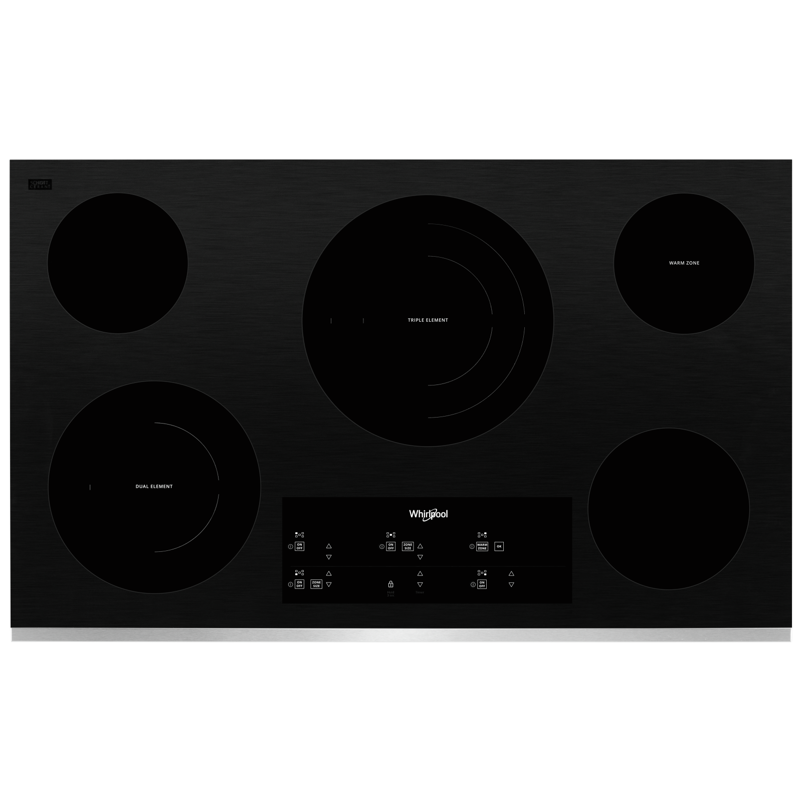 Whirlpool - 36.3125 inch wide Electric Cooktop in Stainless - WCE97US6KS