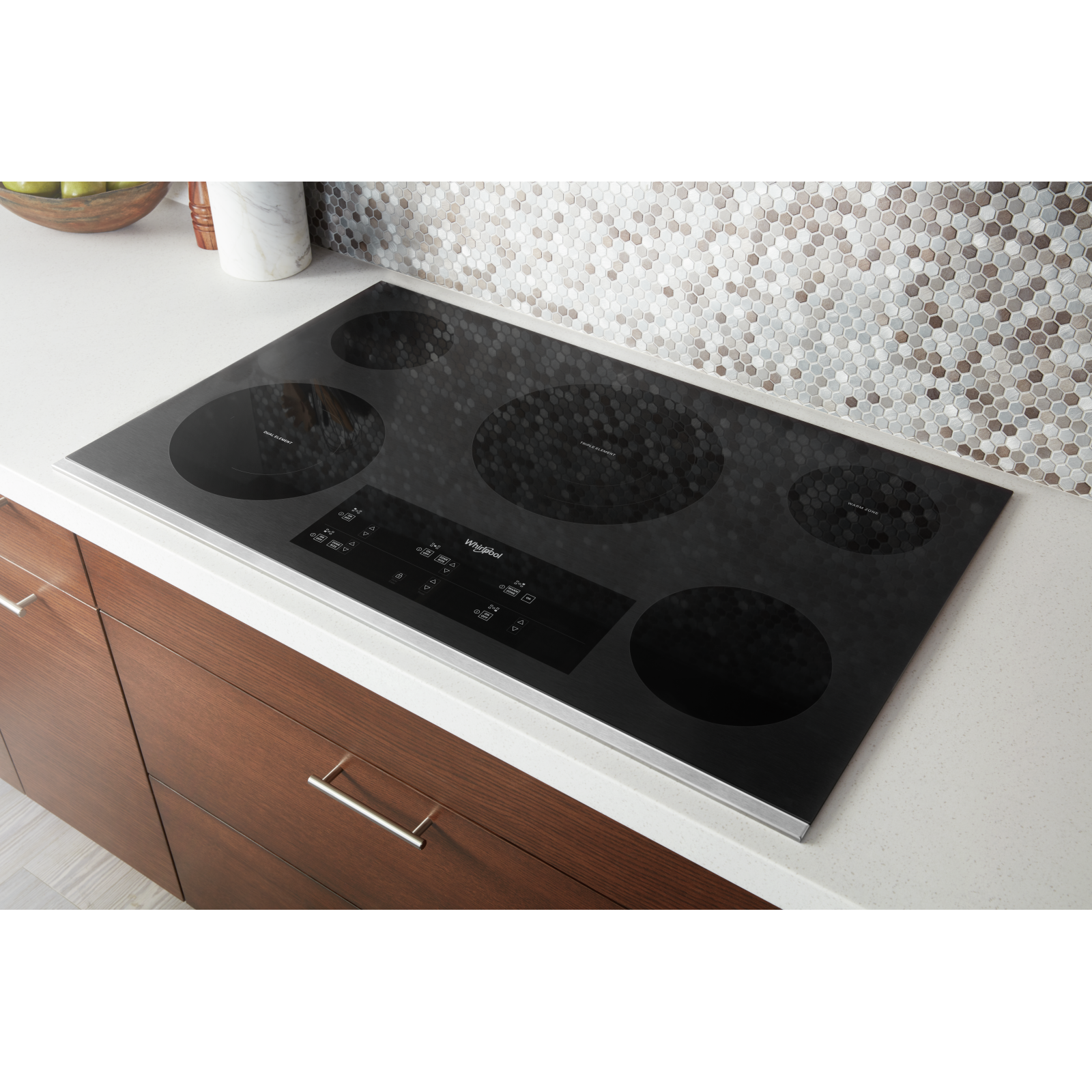 Whirlpool - 36.3125 inch wide Electric Cooktop in Stainless - WCE97US6KS