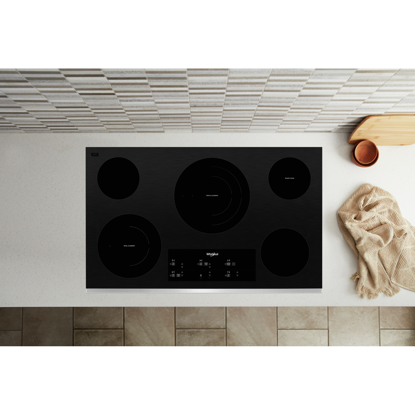 Whirlpool - 36.3125 inch wide Electric Cooktop in Stainless - WCE97US6KS