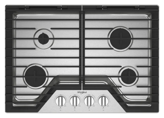 Whirlpool - 30 Inch Gas Cooktop in Stainless - WCGK5030PS
