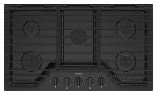 Whirlpool - 36 Inch Gas Cooktop in Black - WCGK5036PB