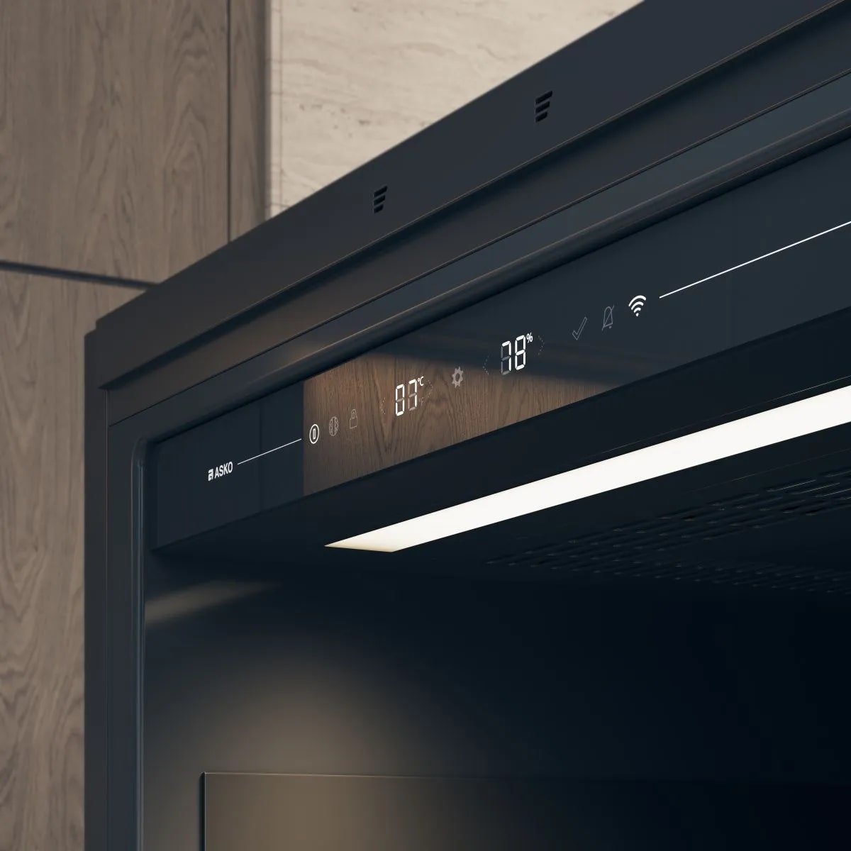 Asko - 27.6 Inch 261 Bottles Wine Fridge Refrigerator in Black - WCN111942G