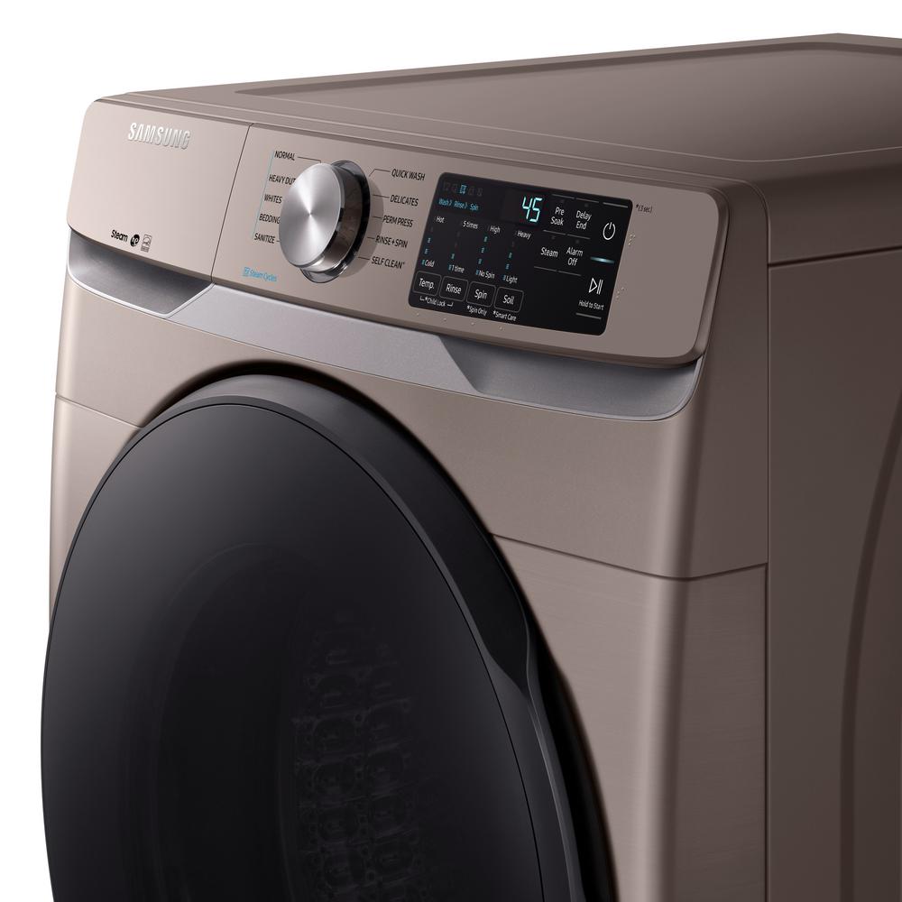 Samsung - 5.2 cu. Ft Front Load Washer in Champagne - WF45R6100AC
