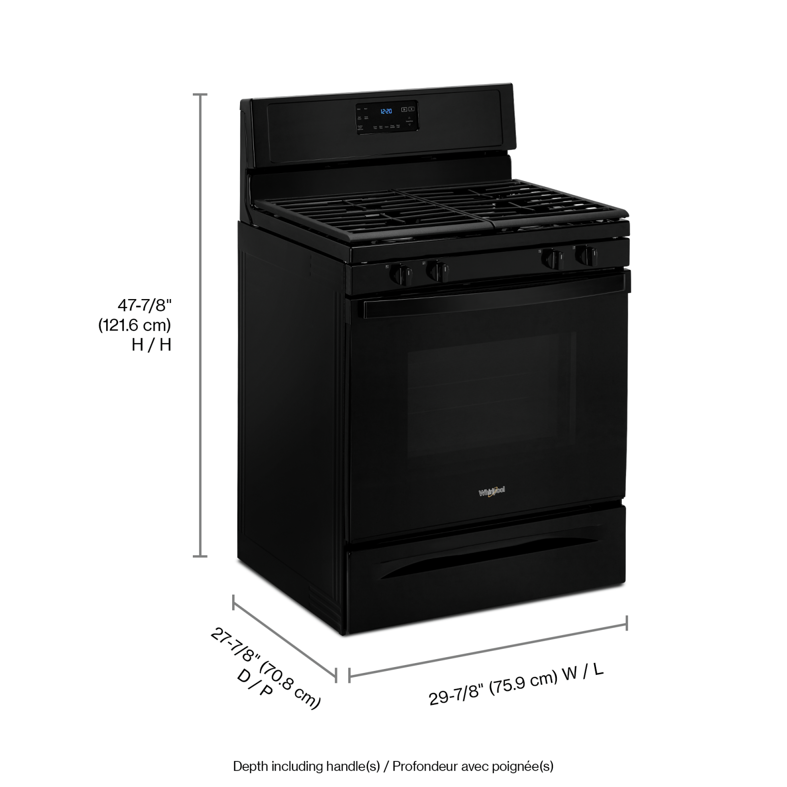Whirlpool - 5 cu. ft Gas Range in Black - WFG515S0JB