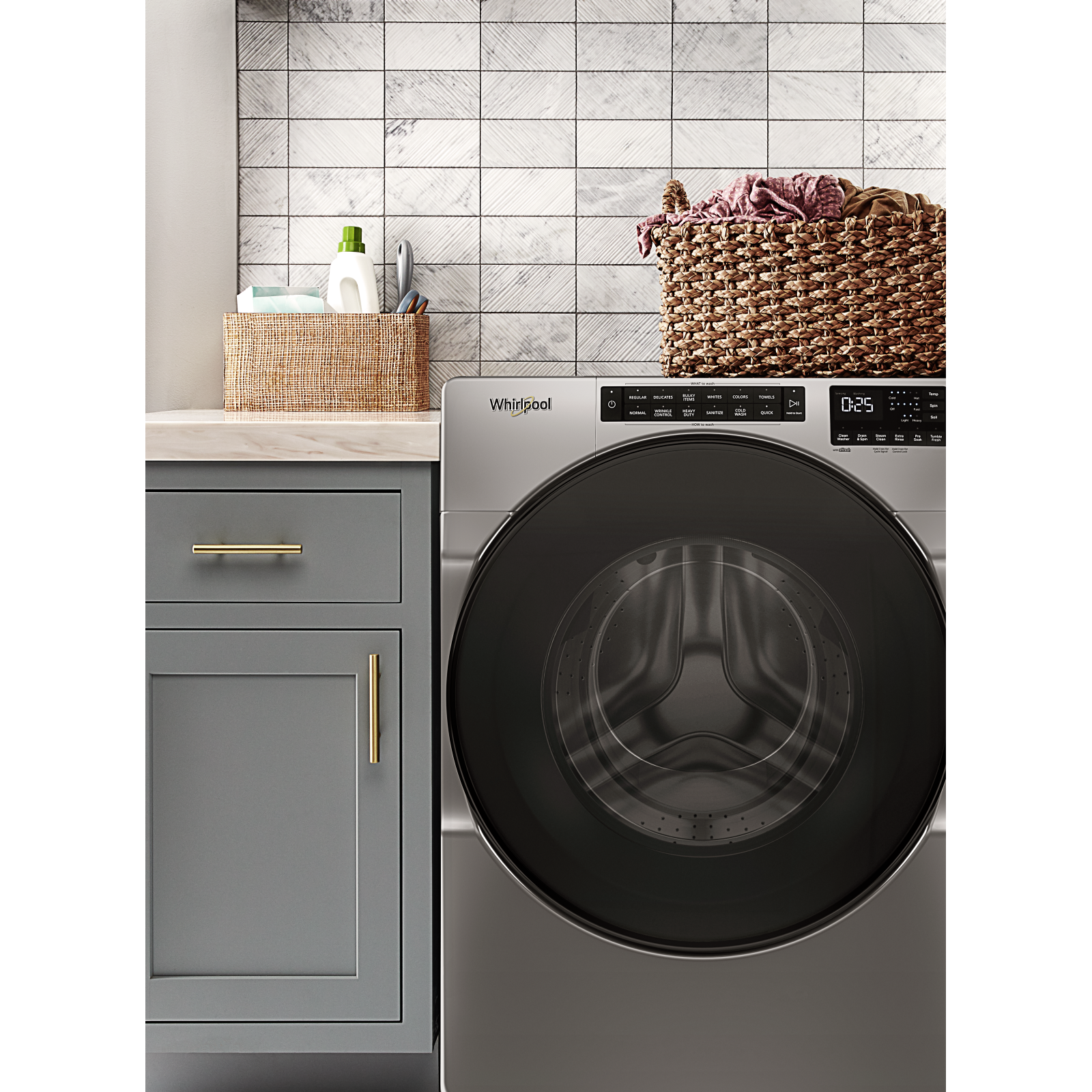 Whirlpool - 5.2 cu. Ft Front Load Washer in Grey - WFW5605MC