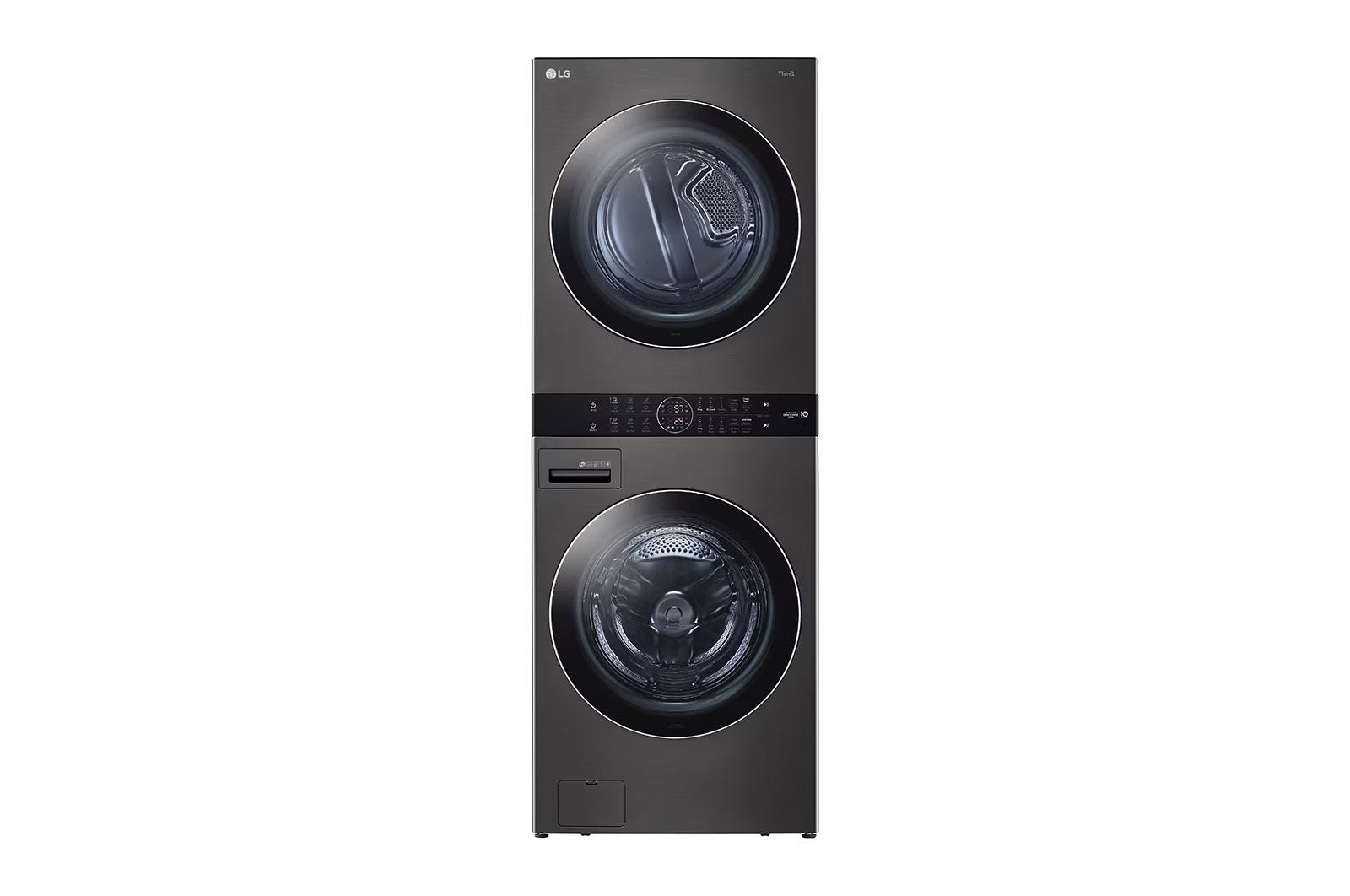 LG - 5.2 cu. Ft Washer and 7.4 Dryer Wash Tower in Black Stainless - WKGX201HBA
