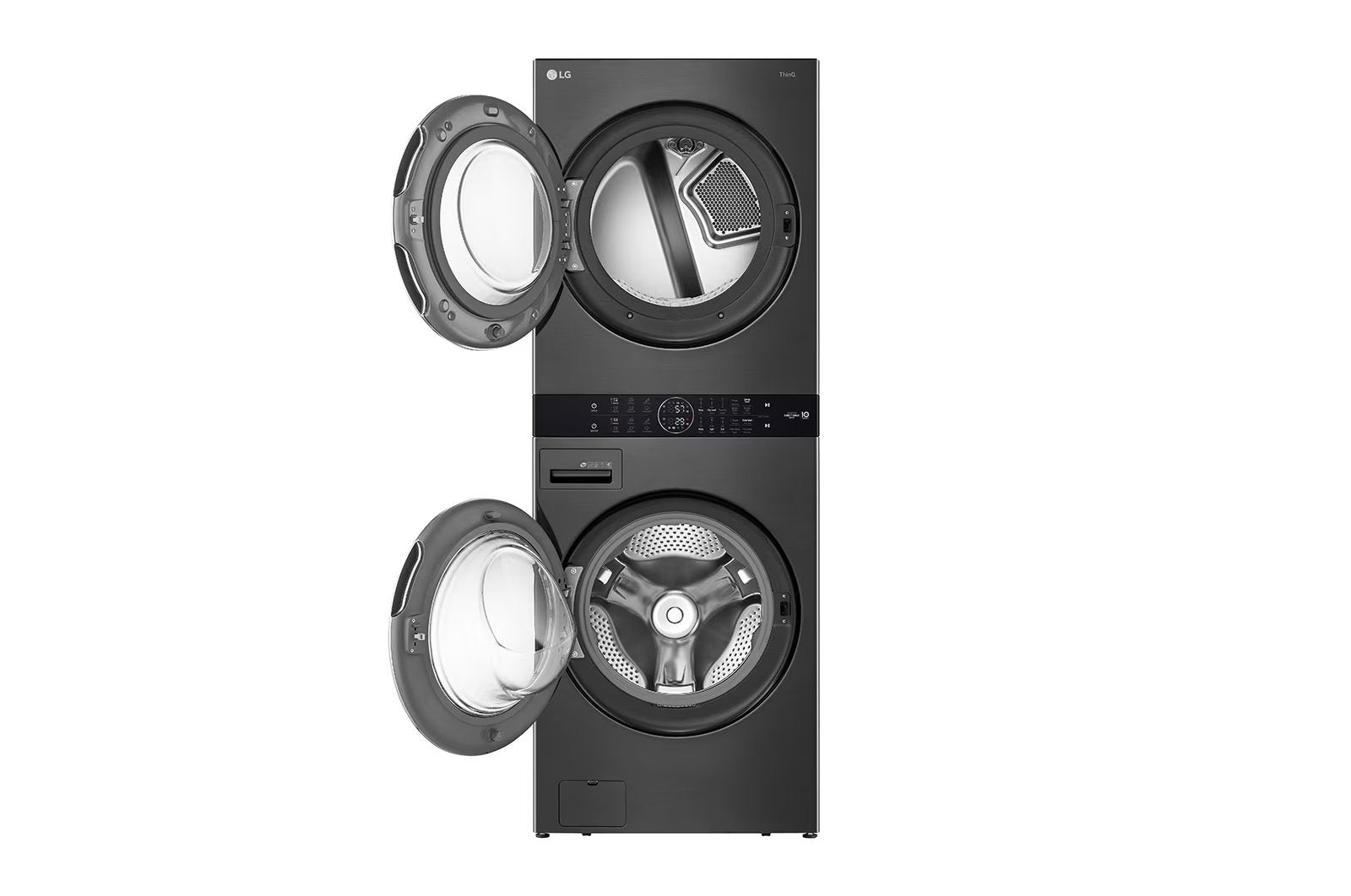 LG - 5.2 cu. Ft Washer and 7.4 Dryer Wash Tower in Black Stainless - WKGX201HBA