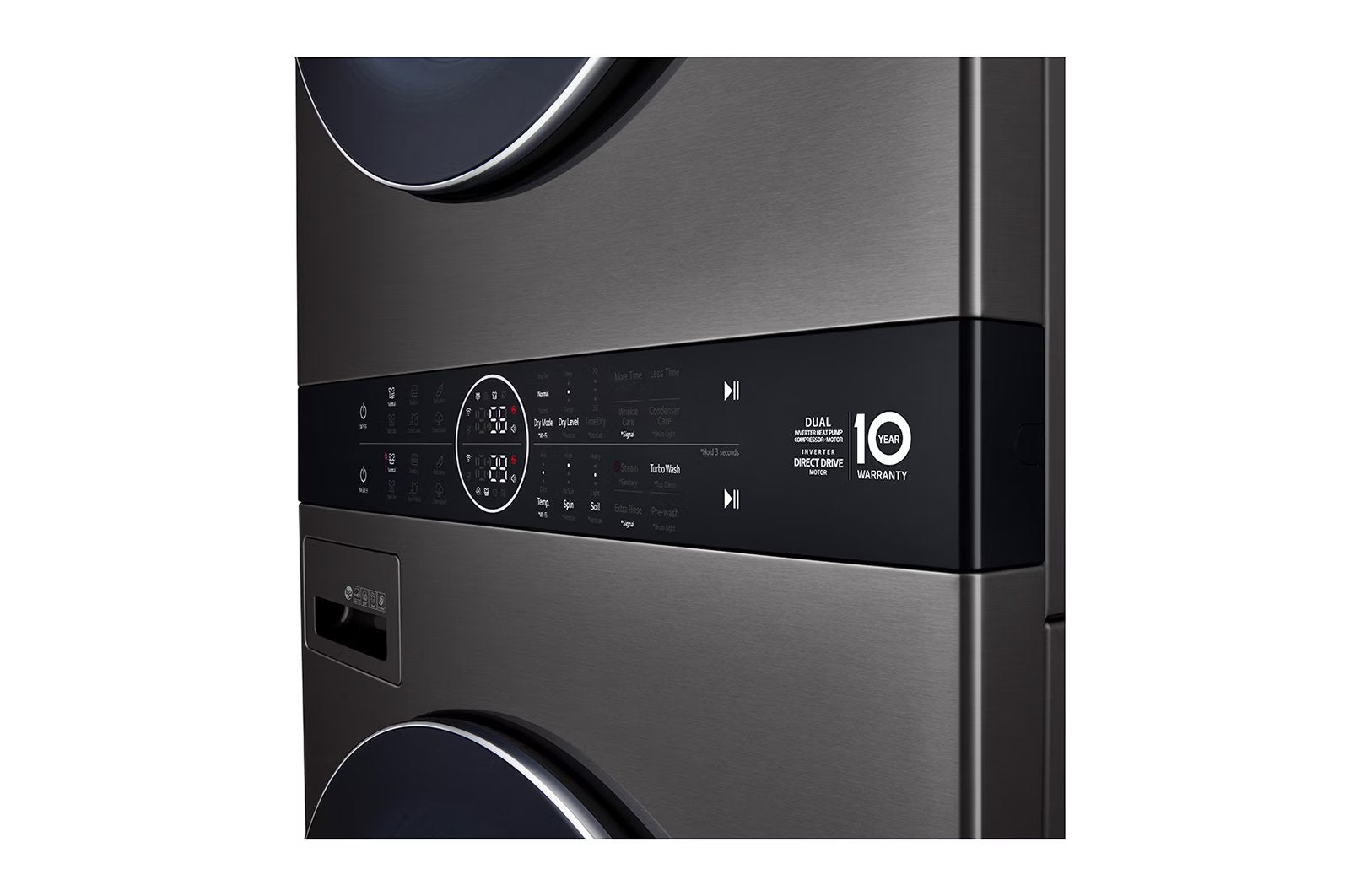 LG - 5.2 cu. Ft Washer and 7.2 Dryer Wash Tower in Black Stainless - WKHC202HBA