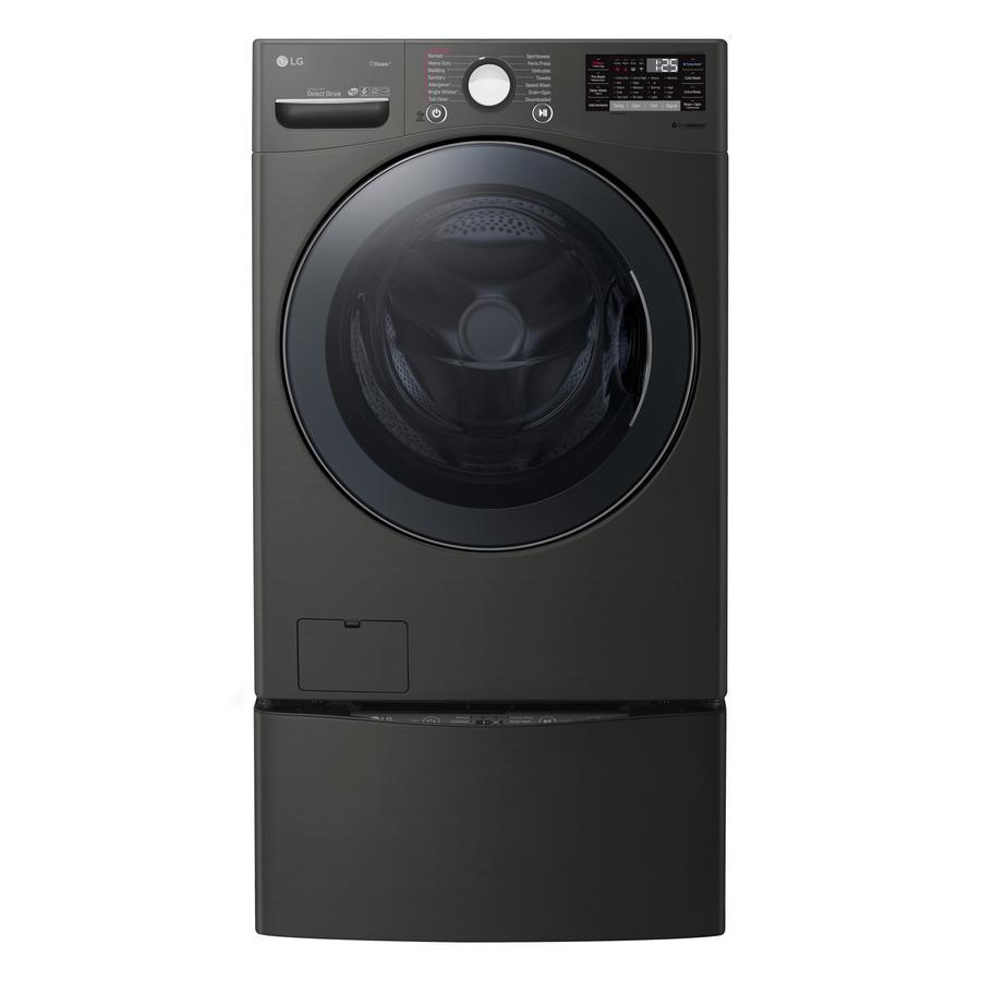 LG - 5.2 cu. Ft Front Load Washer in Black Stainless - WM3800HBA