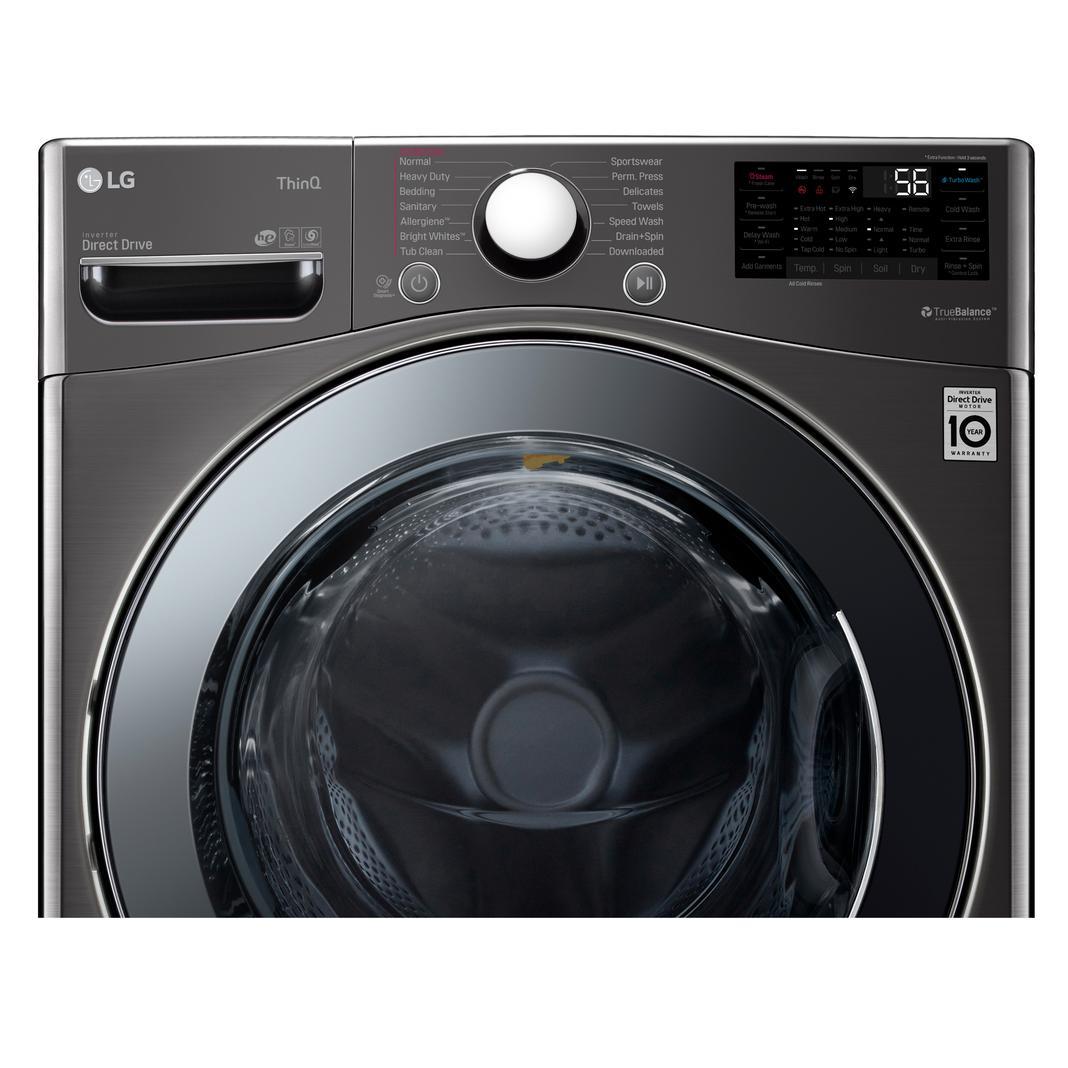 LG - 5.2 cu. Ft Front Load All-In-One Washer/Dryer in Black Stainless - WM3998HBA