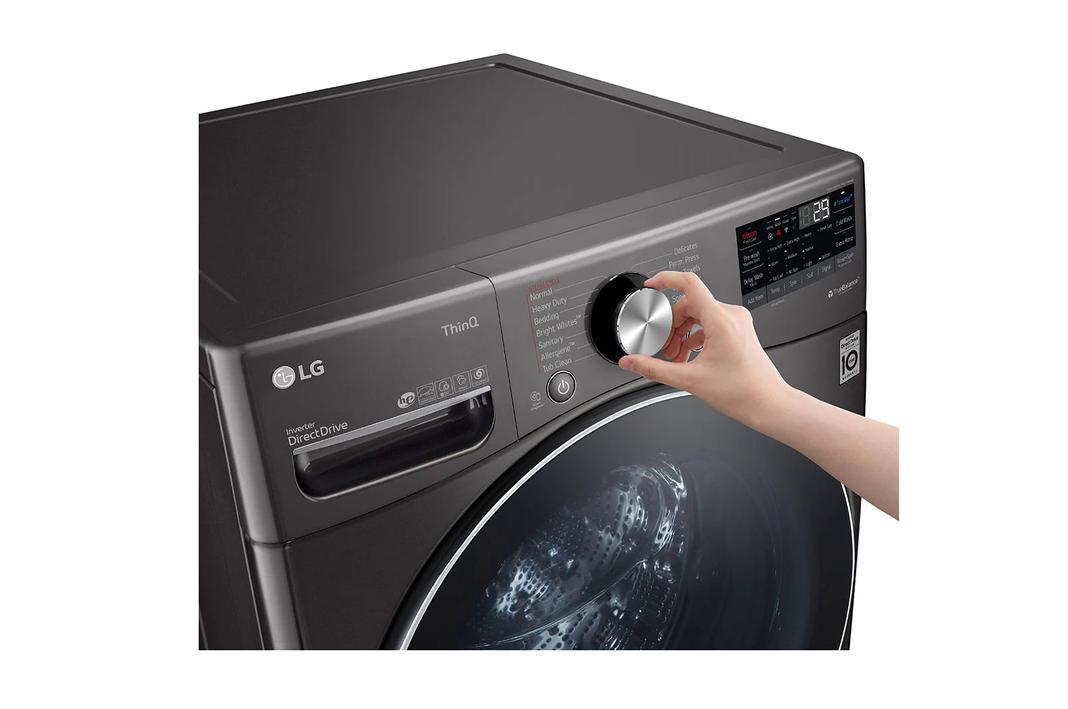 LG - 5.2 cu. Ft Front Load Washer in Black Stainless - WM4100HBA