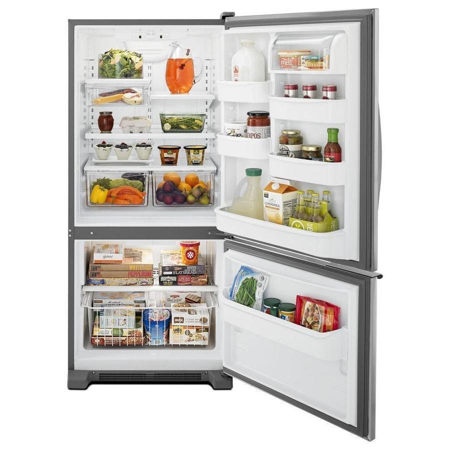 Whirlpool - 29.75 Inch 18.67 cu. ft Bottom Mount Refrigerator in Stainless - WRB119WFBM