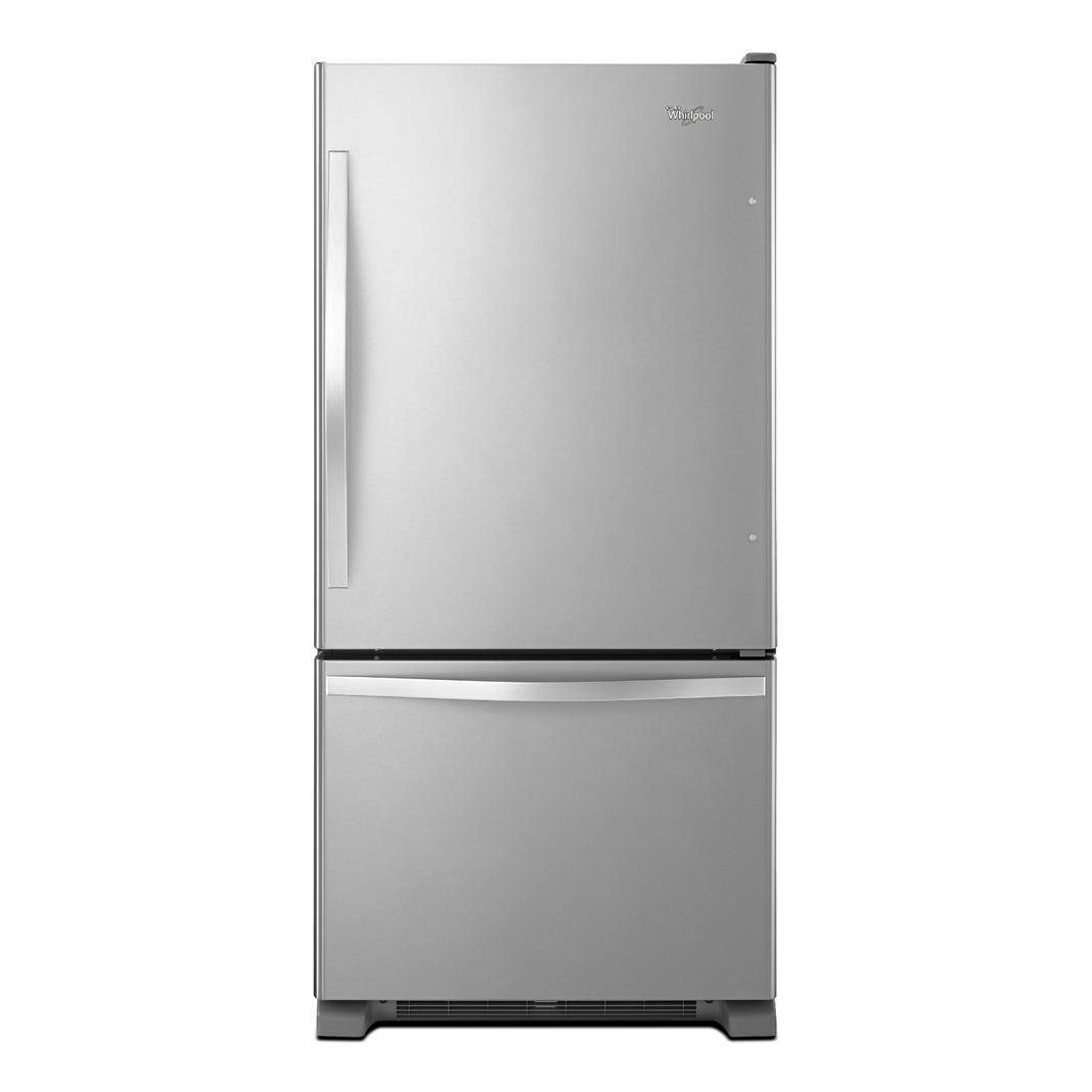 Whirlpool - 32.63 Inch 22.07 cu. ft Bottom Mount Refrigerator in Stainless - WRB322DMBM