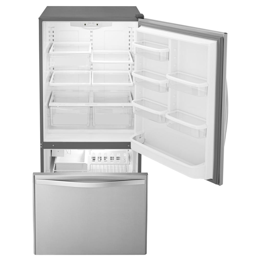 Whirlpool - 32.63 Inch 22.07 cu. ft Bottom Mount Refrigerator in Stainless - WRB322DMBM