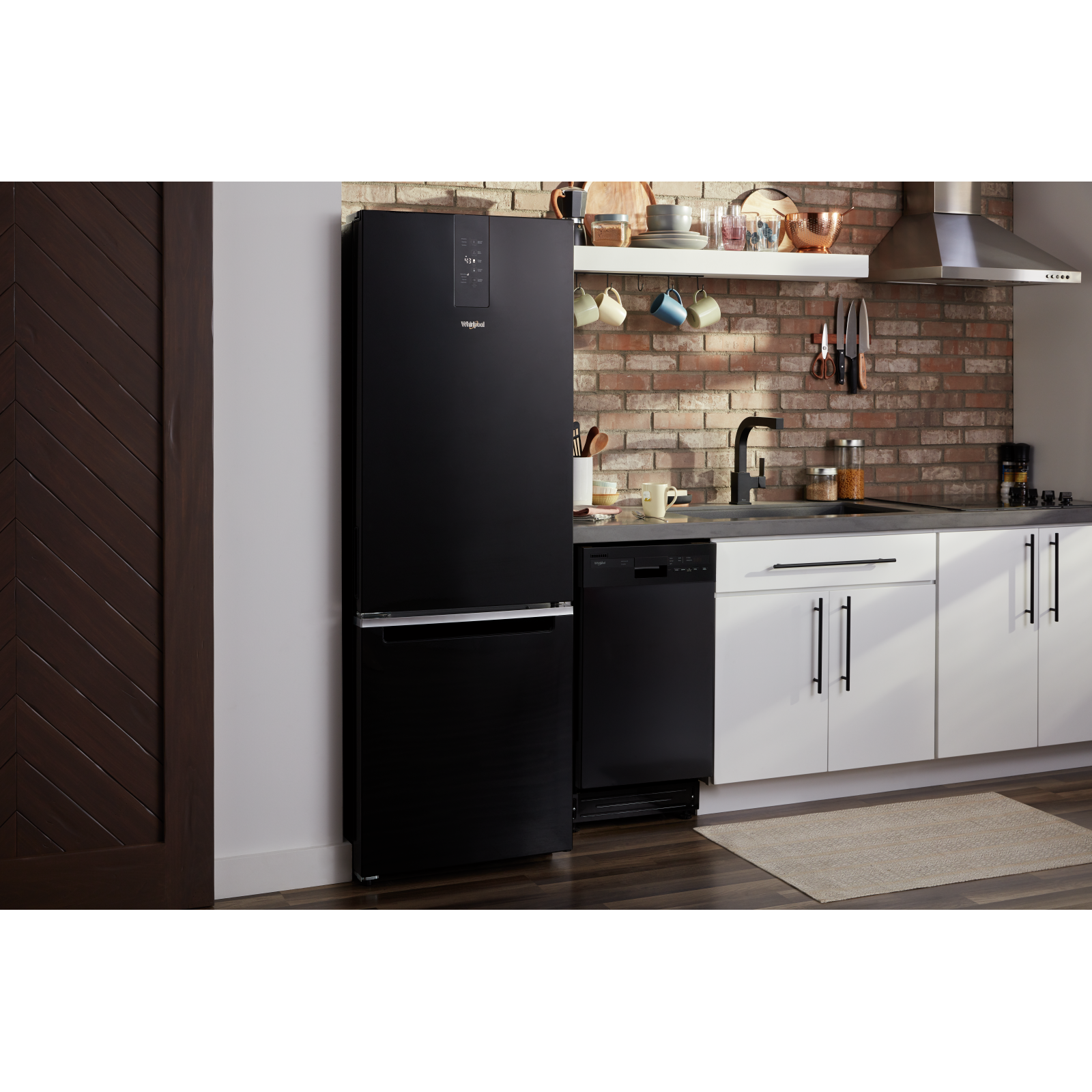 Whirlpool - 24.375 Inch 12.9 cu. ft Bottom Mount Refrigerator in Black - WRB533CZJB