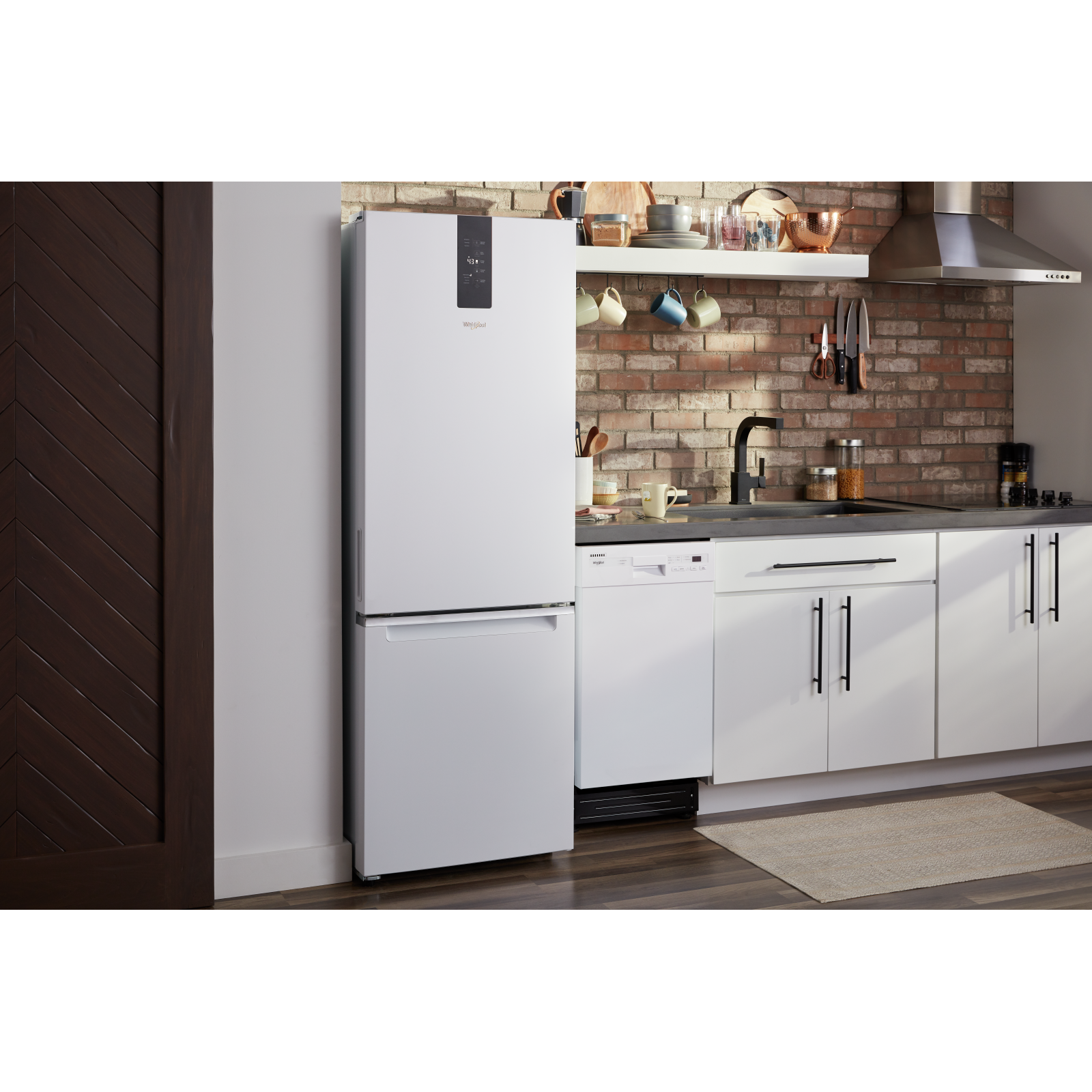 Whirlpool - 24.375 Inch 12.9 cu. ft Bottom Mount Refrigerator in White - WRB533CZJW