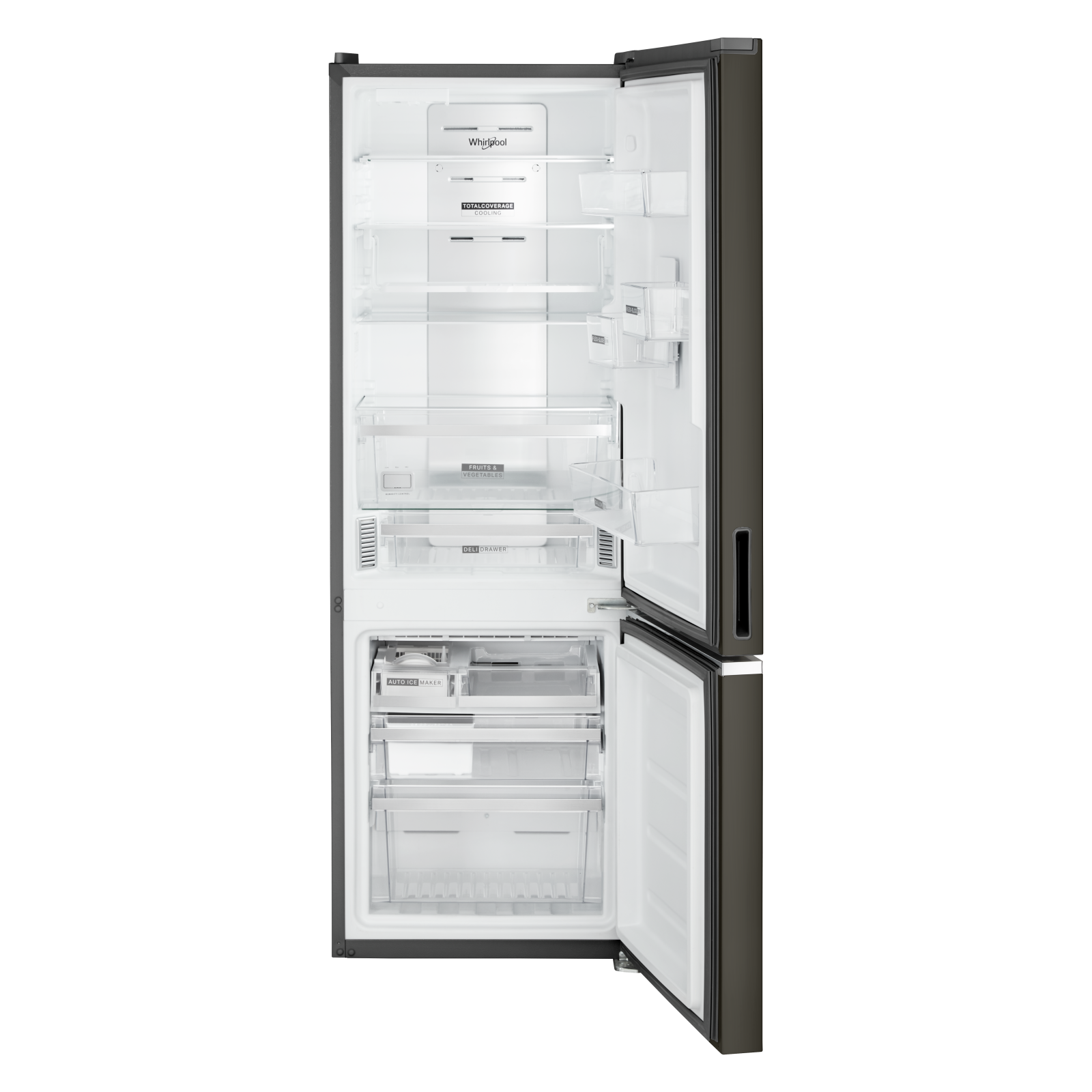 Whirlpool - 24.375 Inch 12.9 cu. ft Bottom Mount Refrigerator in Black Stainless - WRB543CMJV