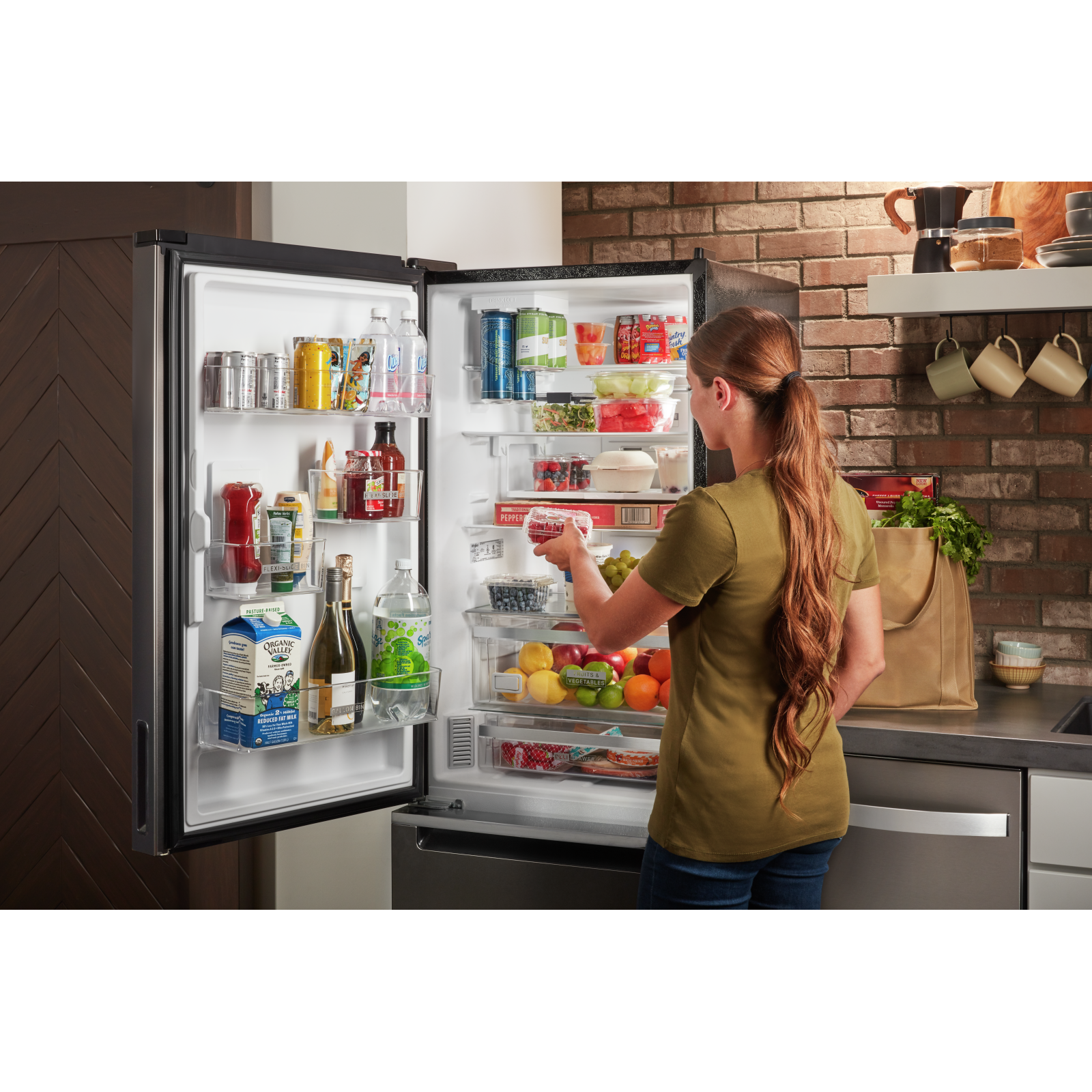 Whirlpool - 24.375 Inch 12.9 cu. ft Bottom Mount Refrigerator in Black Stainless - WRB543CMJV