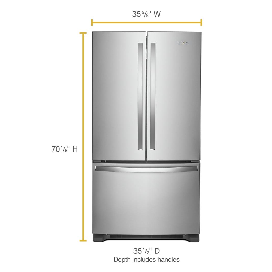 Whirlpool - 35.63 Inch 25.2 cu. ft French Door Refrigerator in Stainless - WRF535SMHZ