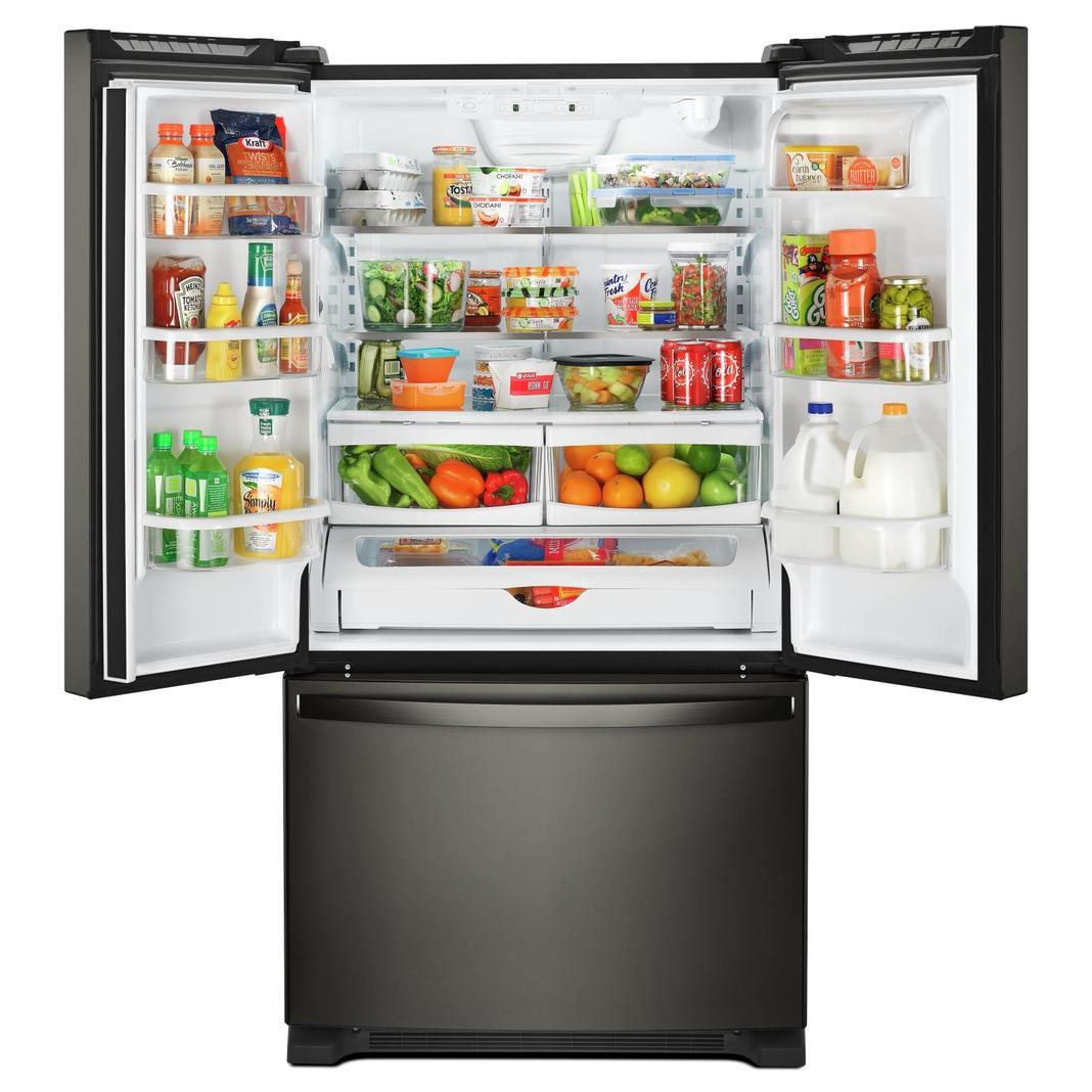 Whirlpool - 35.63 Inch 25.2 cu. ft French Door Refrigerator in Black Stainless - WRF535SWHV
