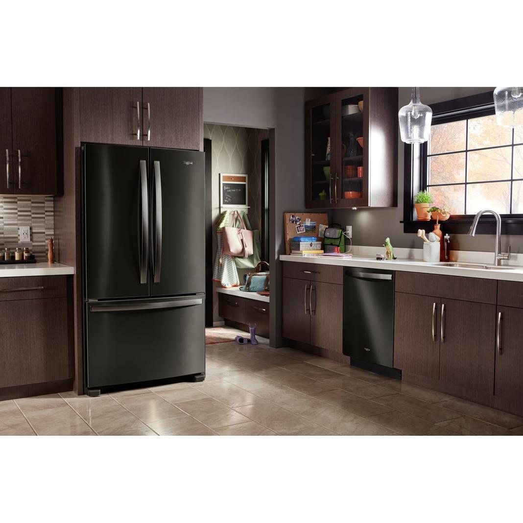 Whirlpool - 35.63 Inch 25.2 cu. ft French Door Refrigerator in Black Stainless - WRF535SWHV