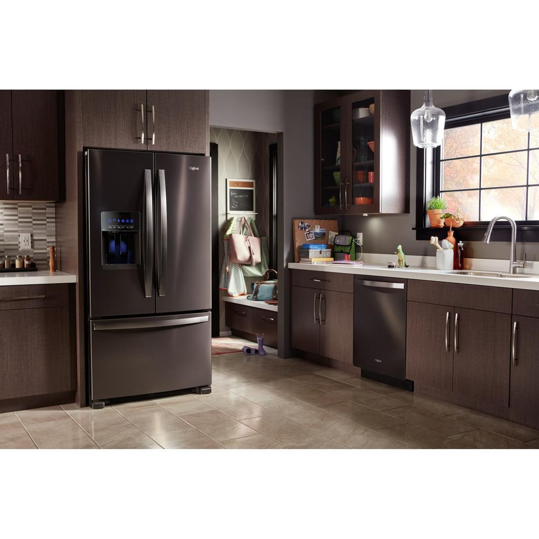 Whirlpool - 35.6 Inch 24.7 cu. ft French Door Refrigerator in Black Stainless - WRF555SDHV