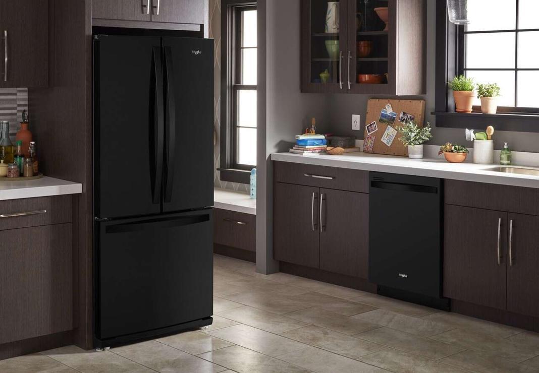 Whirlpool - 29.5 Inch 20 cu. ft French Door Refrigerator in Black - WRF560SFHB