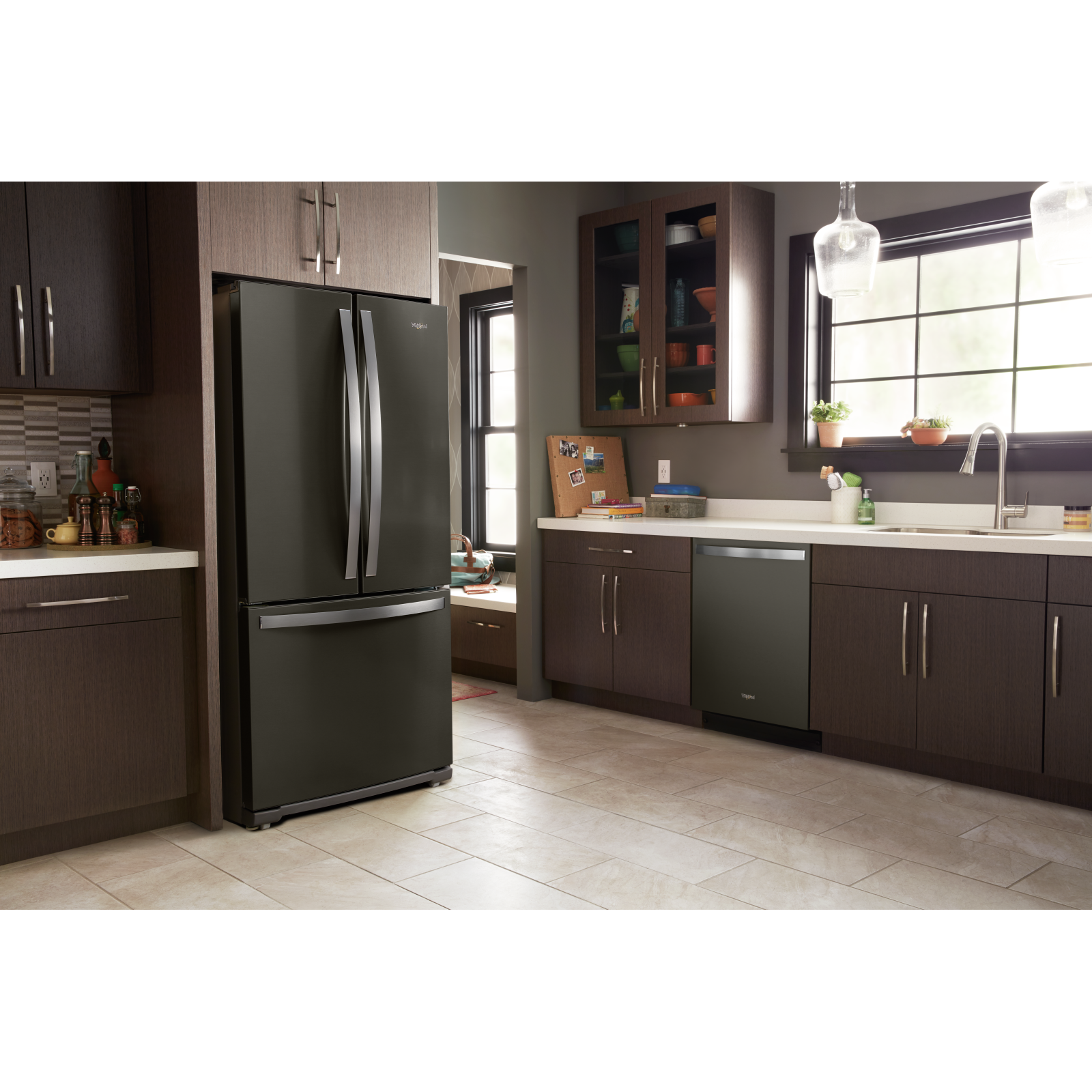 Whirlpool - 29.5 Inch 20 cu. ft French Door Refrigerator in Black Stainless - WRF560SMHV