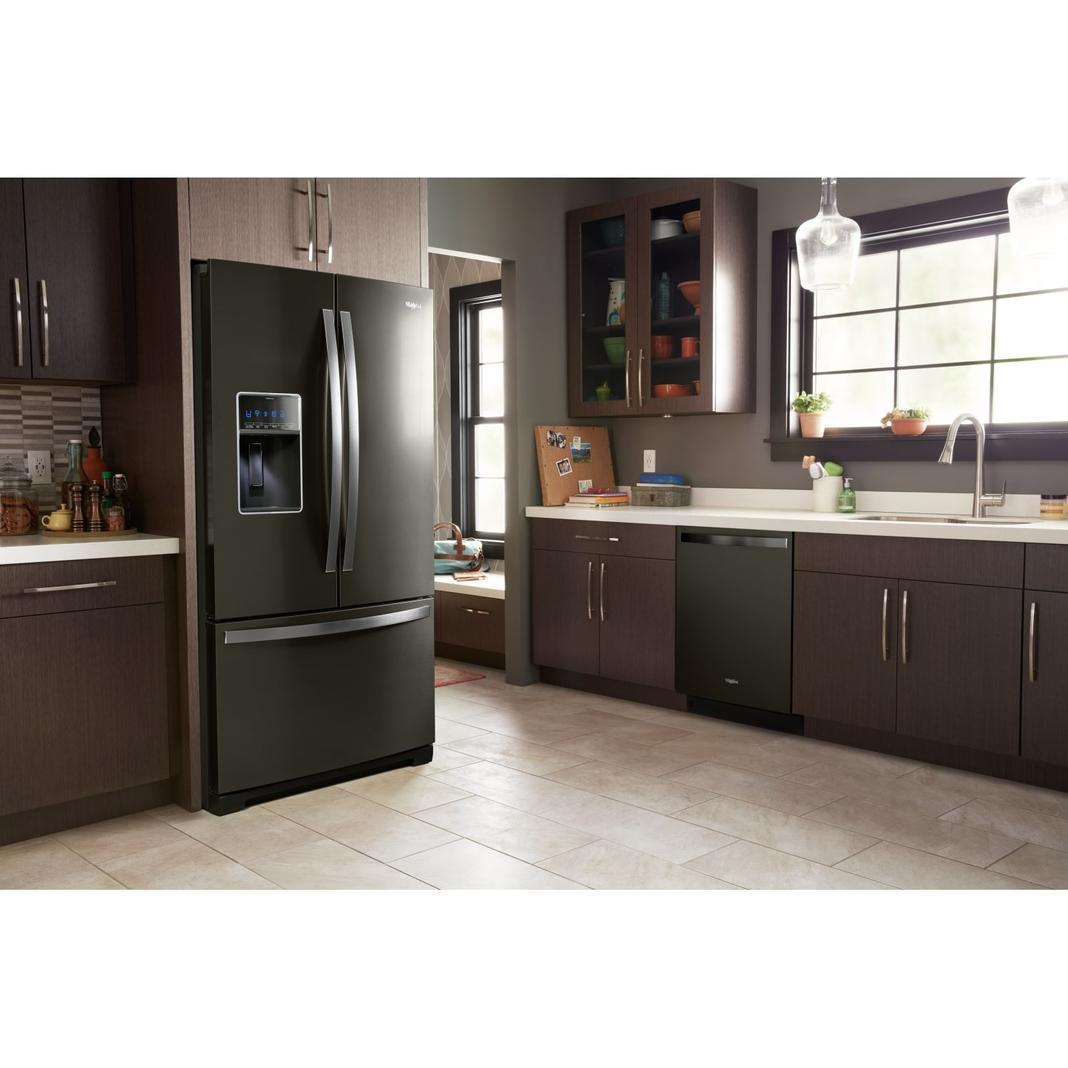 Whirlpool - 35.6875 Inch 27 cu. ft French Door Refrigerator in Black Stainless - WRF757SDHV