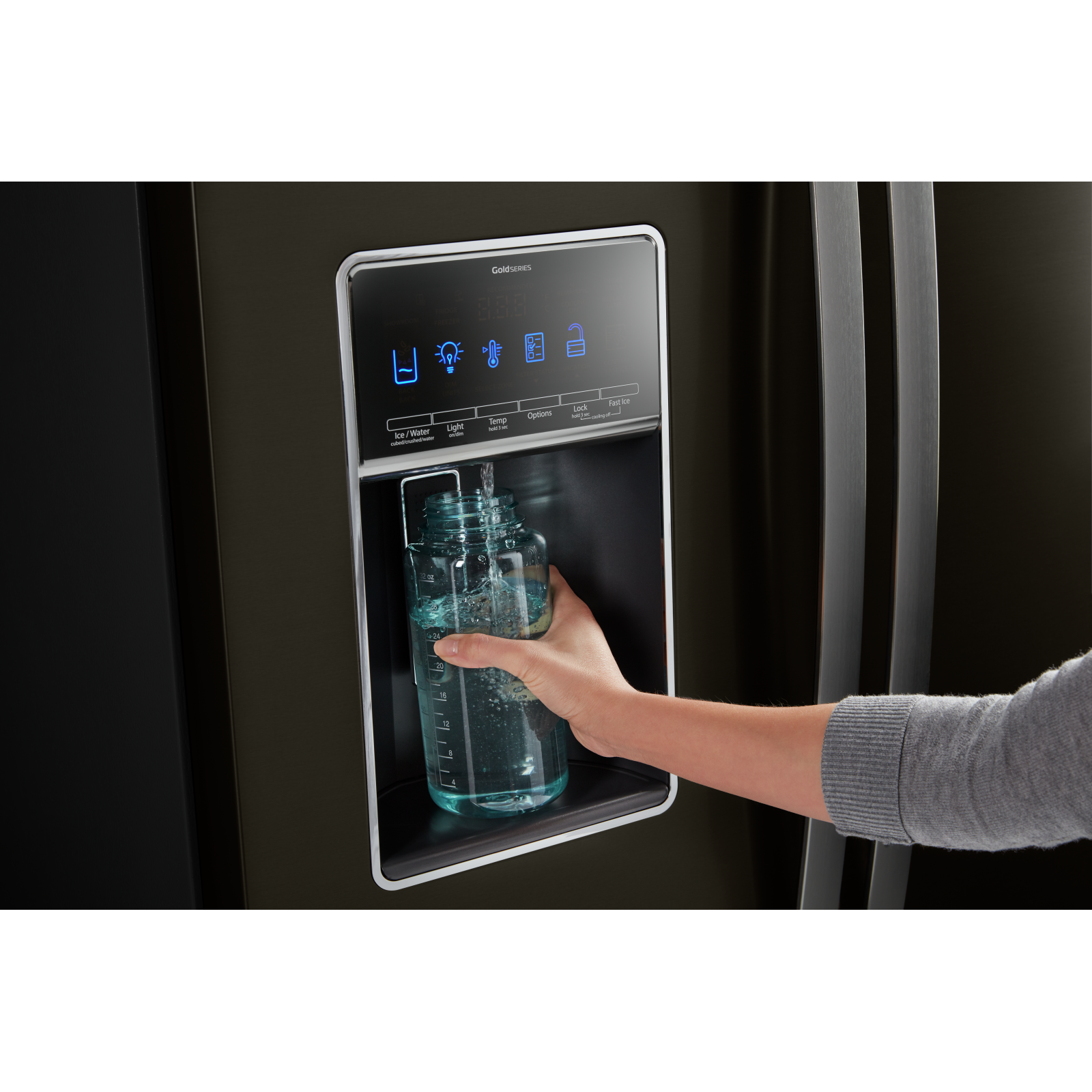 Whirlpool - 35.69 Inch 27 cu. ft French Door Refrigerator in Black Stainless - WRF767SDHV