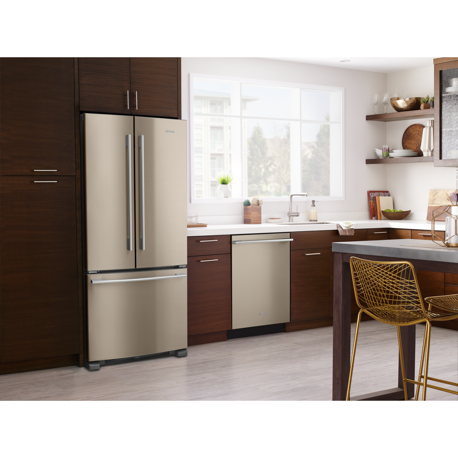 Whirlpool - 32 Inch 22.1 cu. ft French Door Refrigerator in Black - WRFA32SMHN