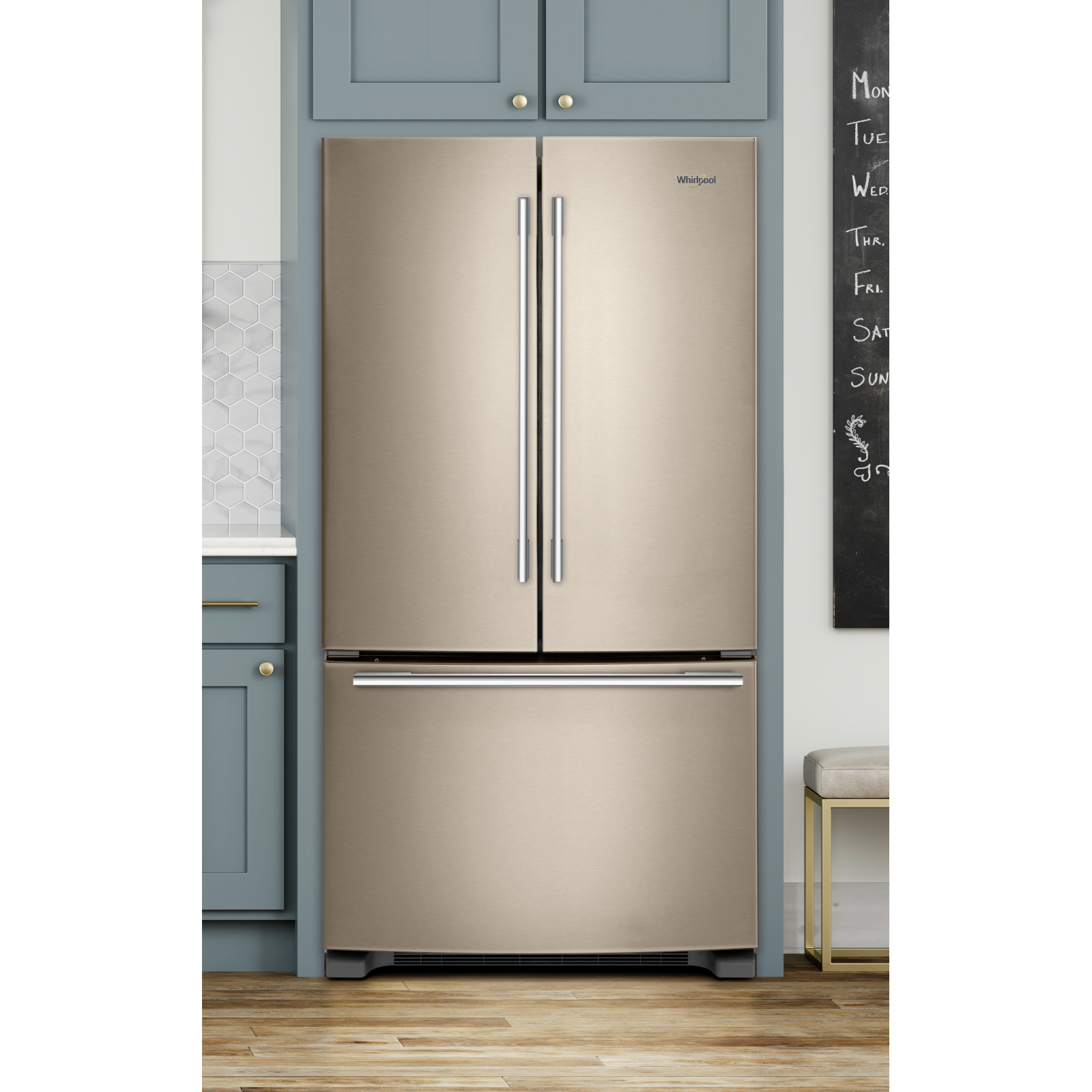Whirlpool - 32 Inch 22.1 cu. ft French Door Refrigerator in Black - WRFA32SMHN