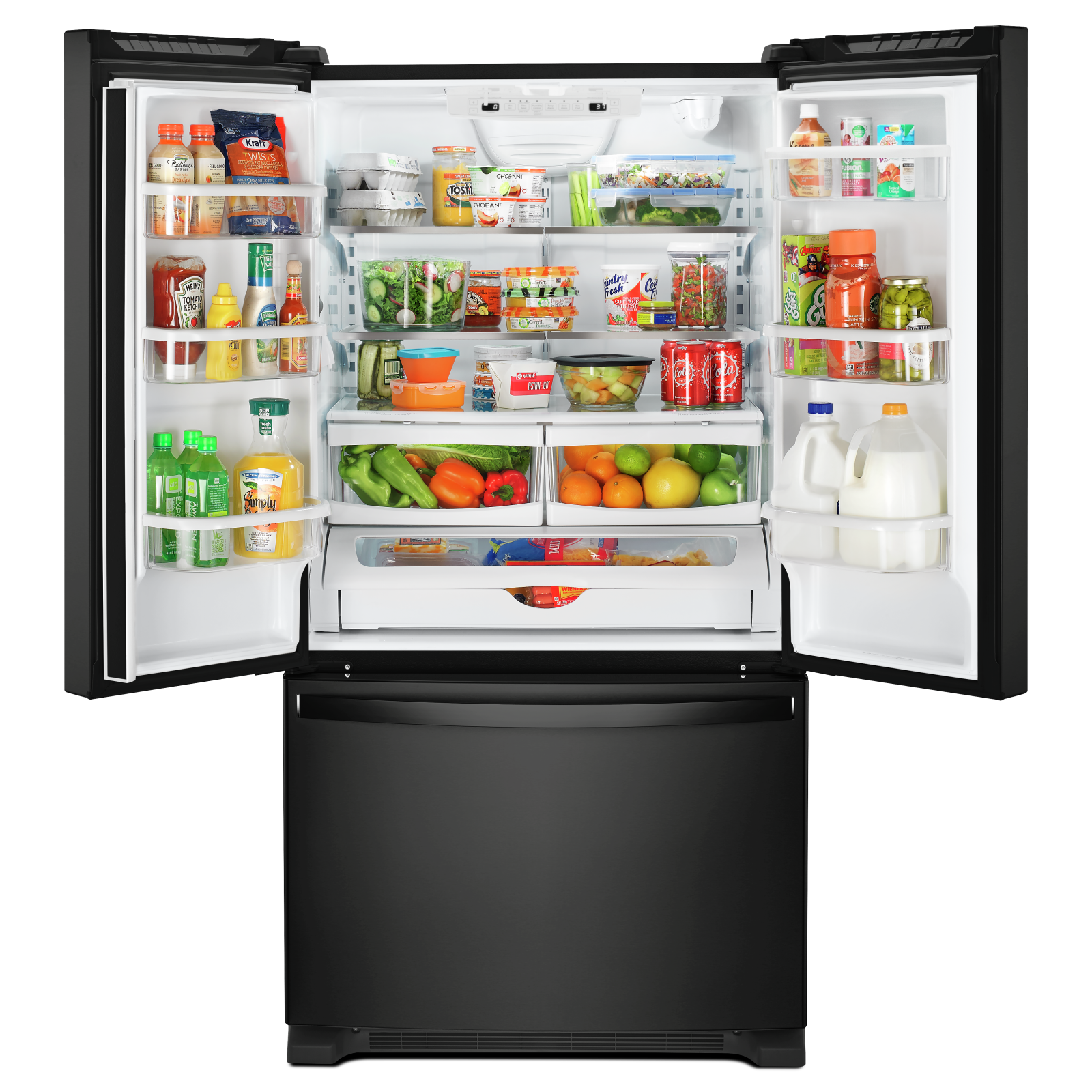 Whirlpool - 32.63 Inch 22.1 cu. ft French Door Refrigerator in Black - WRFF5333PB