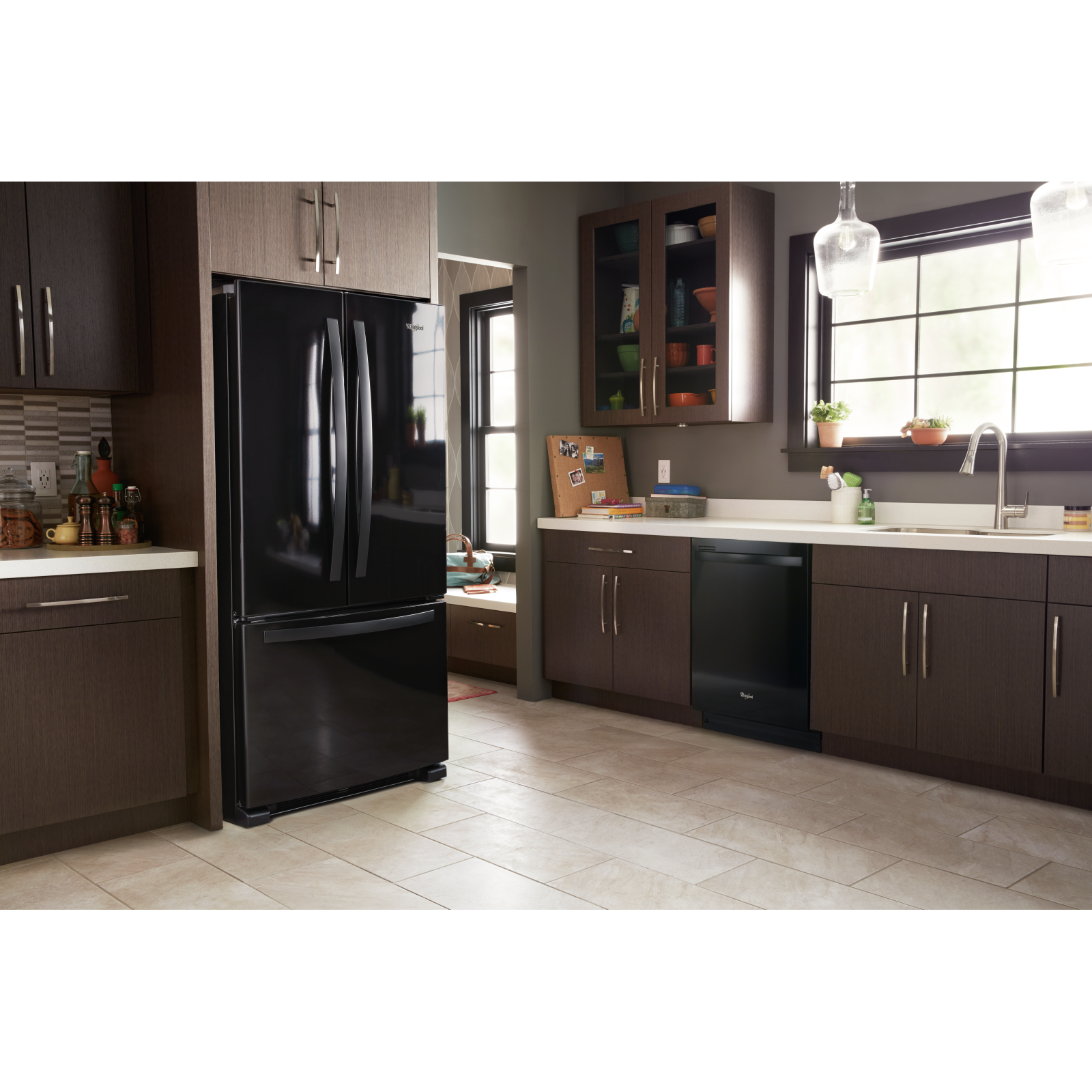 Whirlpool - 32.63 Inch 22.1 cu. ft French Door Refrigerator in Black - WRFF5333PB