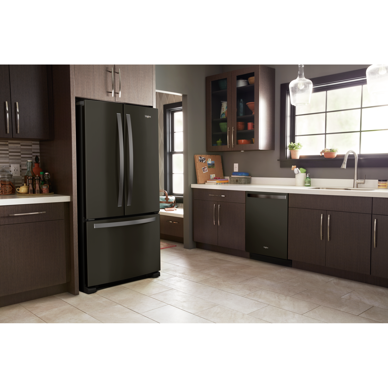 Whirlpool - 32.625 Inch 22.1 cu. ft French Door Refrigerator in Black Stainless - WRFF5333PV