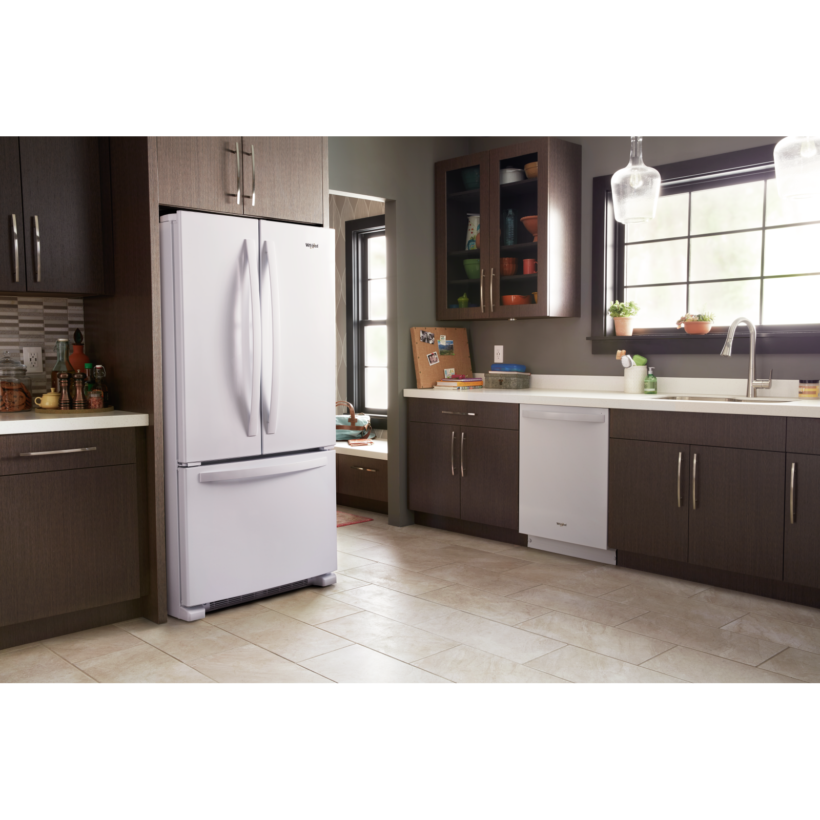 Whirlpool - 32.625 Inch 22.1 cu. ft French Door Refrigerator in White - WRFF5333PW