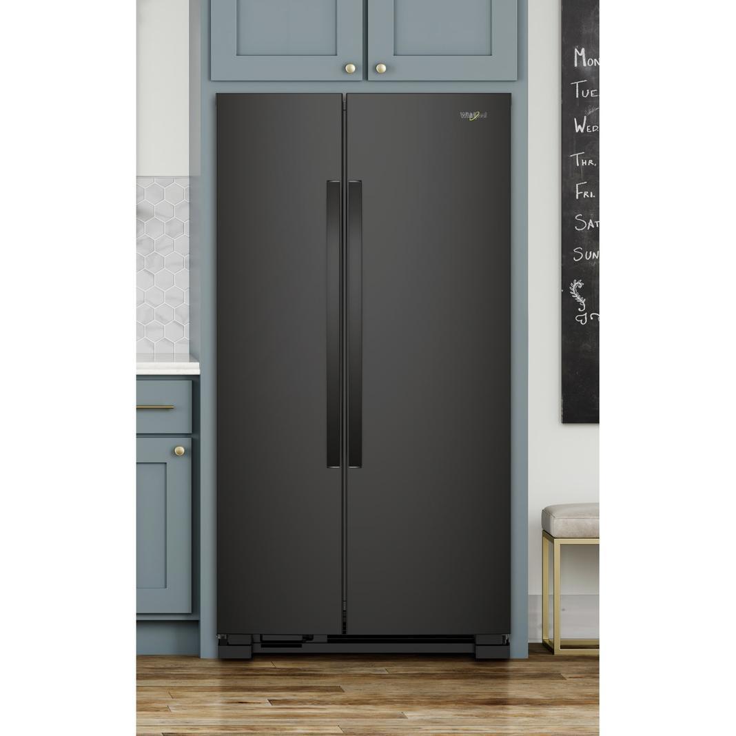 Whirlpool - 32.75 Inch 22 cu. ft Side by Side Refrigerator in Black - WRS312SNHB