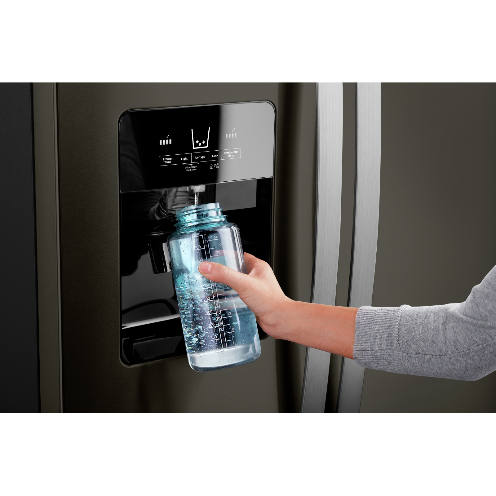 Whirlpool - 35.875 Inch 25 cu. ft Side by Side Refrigerator in Black Stainless - WRS325SDHV