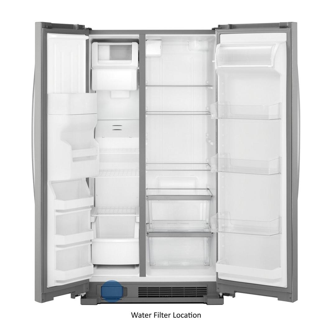 Whirlpool - 35.875 Inch 25 cu. ft Side by Side Refrigerator in Stainless - WRS335SDHM