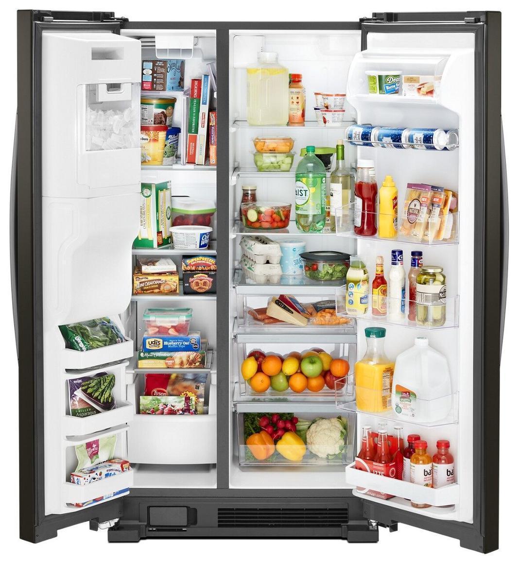 Whirlpool - 35.875 Inch 25 cu. ft Side by Side Refrigerator in Black Stainless - WRS555SIHV