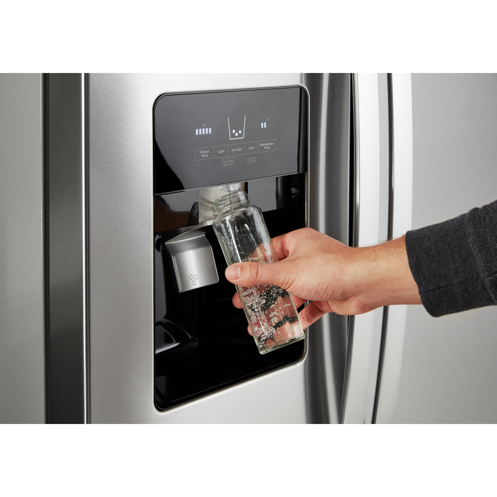 Whirlpool - 35.875 Inch 25 cu. ft Side by Side Refrigerator in Stainless - WRS555SIHZ