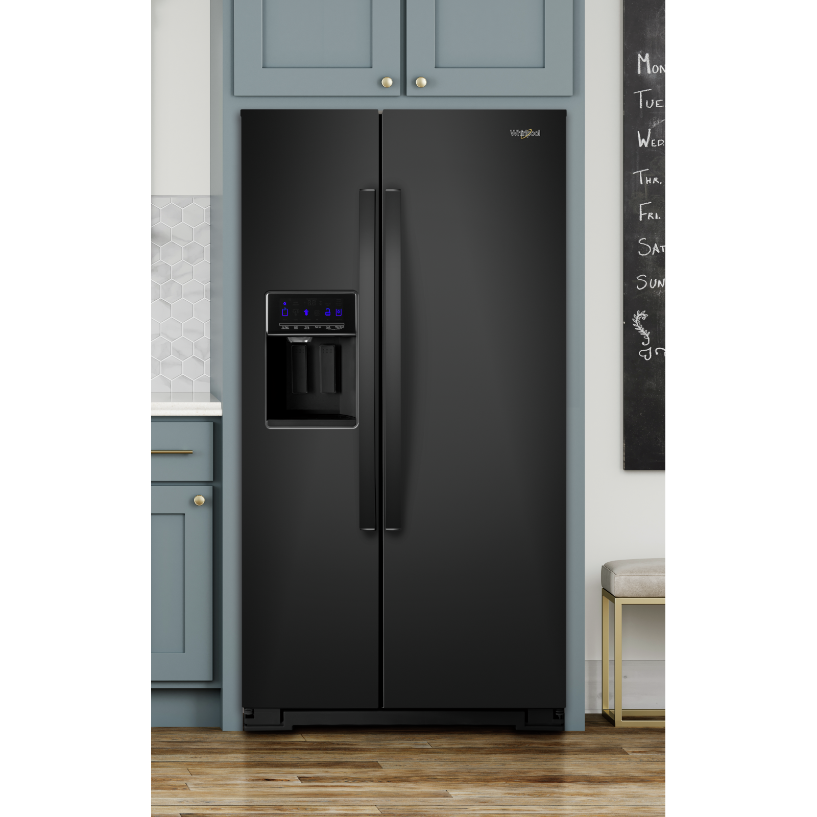 Whirlpool - 36 Inch 21 cu. ft Side by Side Refrigerator in Black - WRS571CIHB