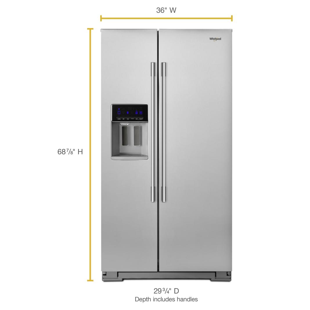 Whirlpool - 36 Inch 20.6 cu. ft Side by Side Refrigerator in Stainless - WRSA71CIHZ